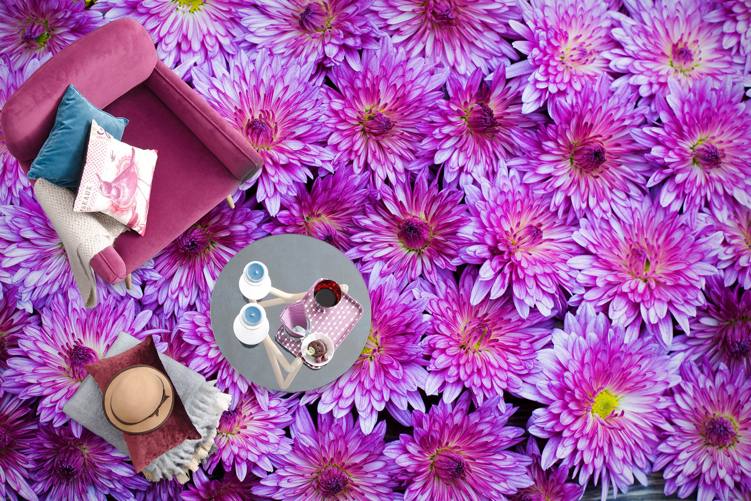 3D Purple Chrysanthemum 382 Floor Mural  Wallpaper Murals Rug & Mat Print Epoxy waterproof bath floor