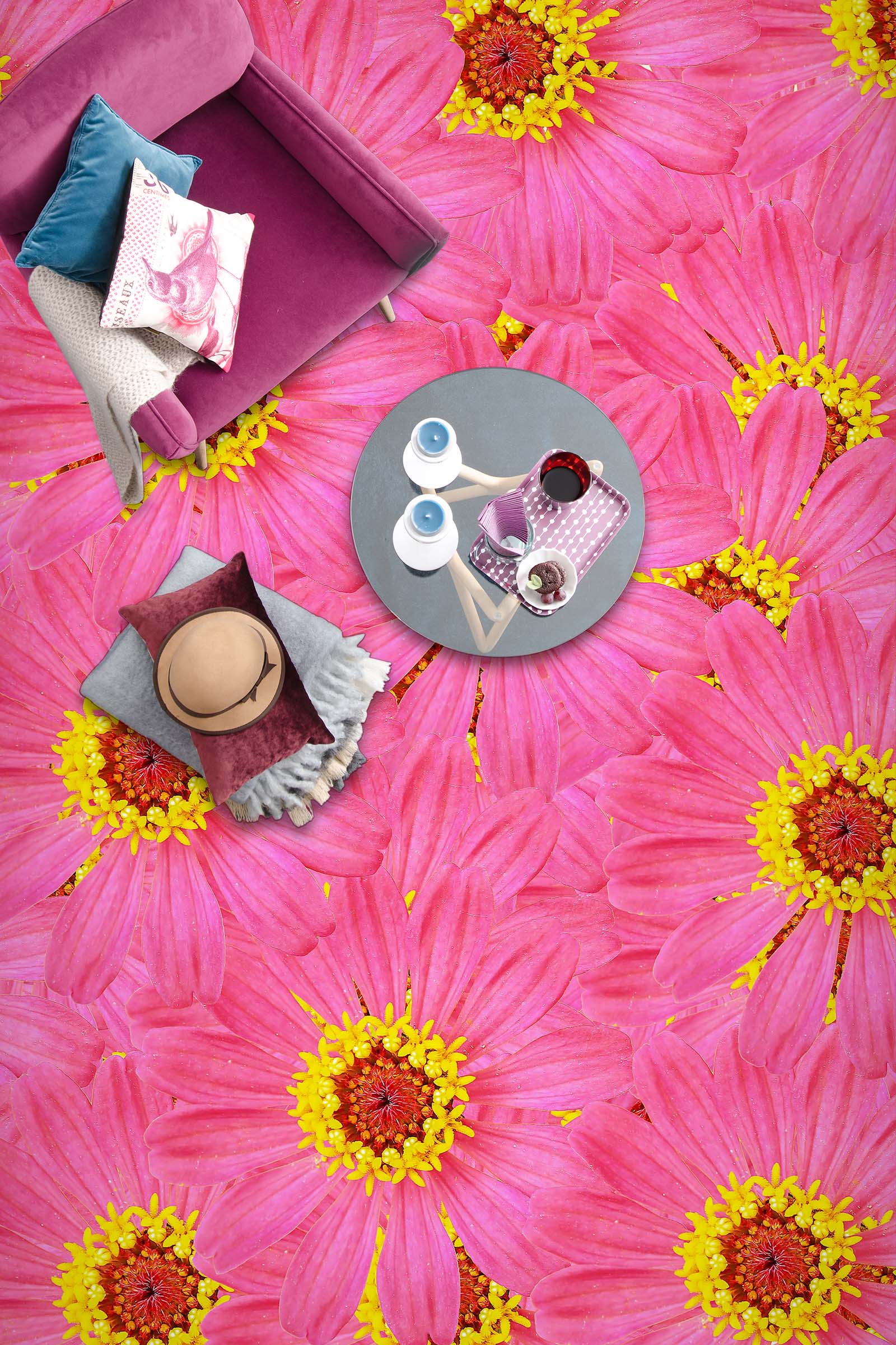 3D Pink Chrysanthemum 394 Floor Mural  Wallpaper Murals Rug & Mat Print Epoxy waterproof bath floor