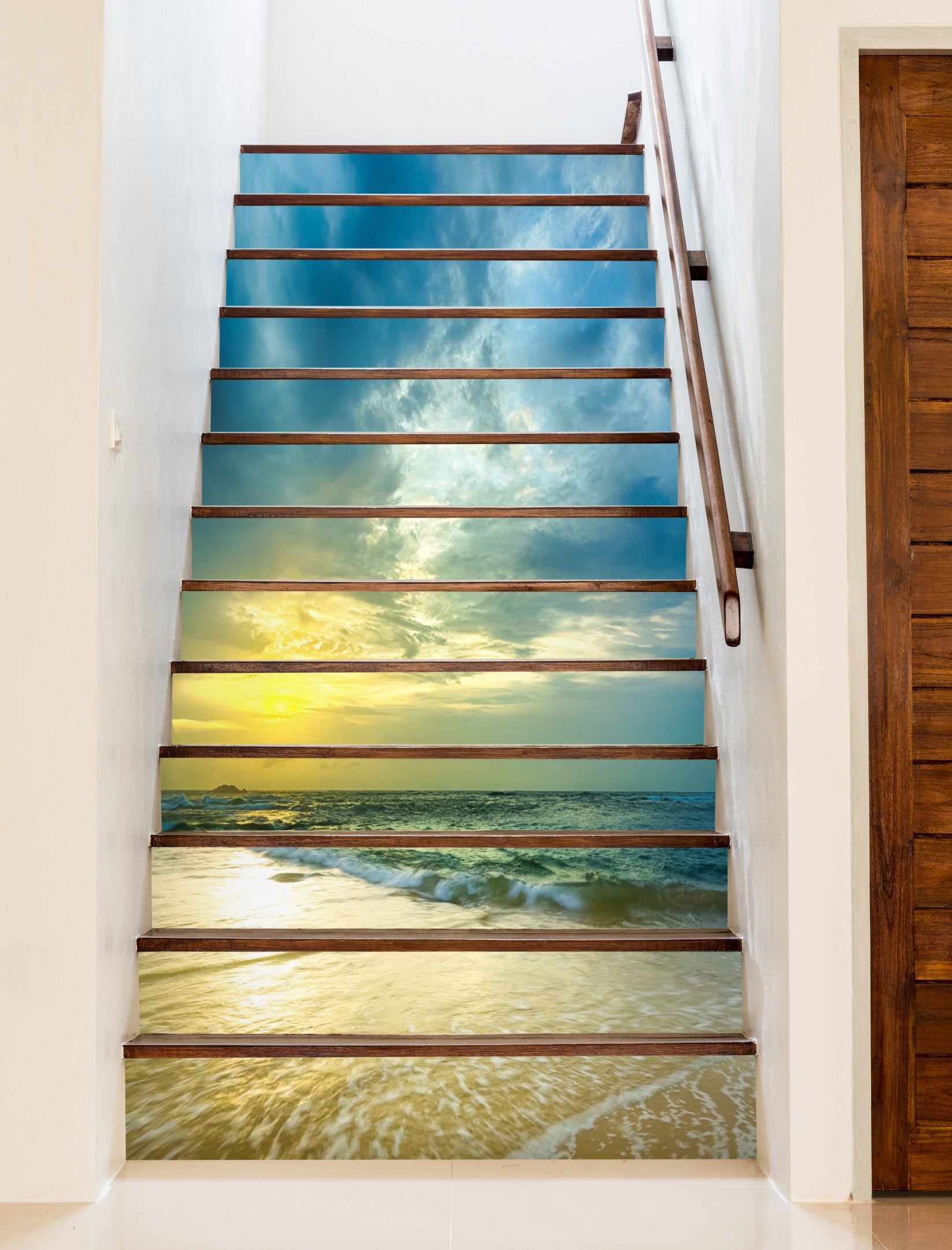 3D Light And Blue Ocean 626 Stair Risers