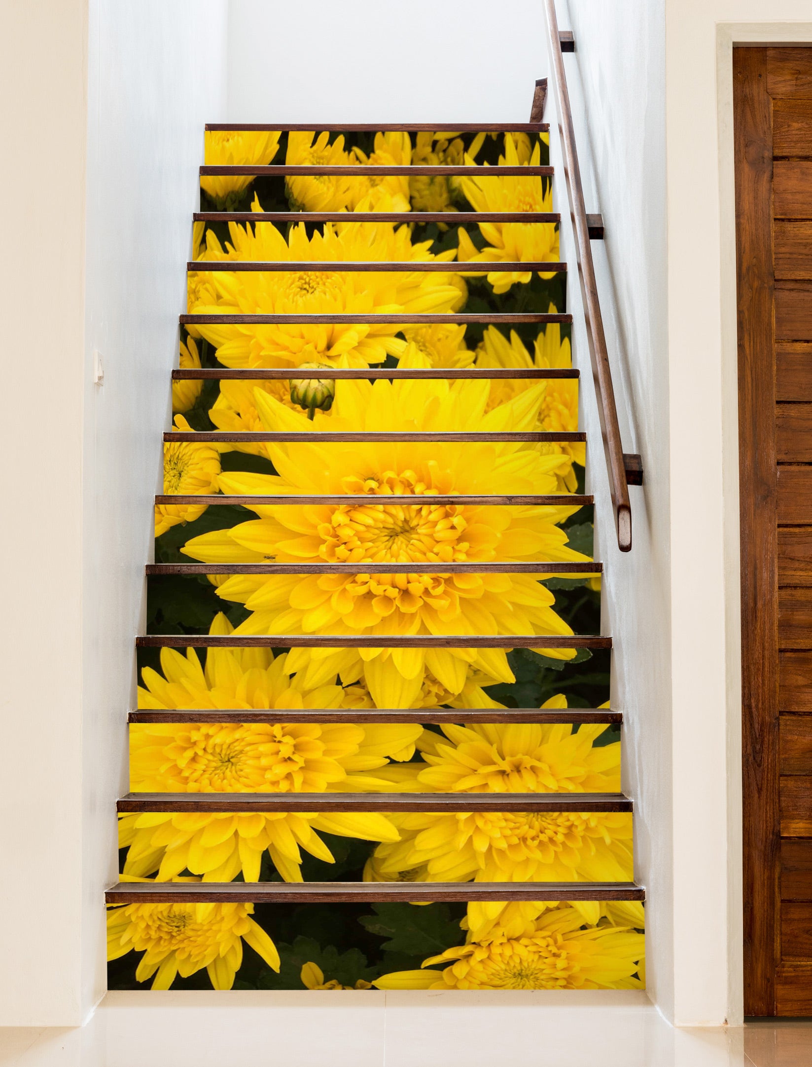 3D Showy Yellow Flowers 530 Stair Risers