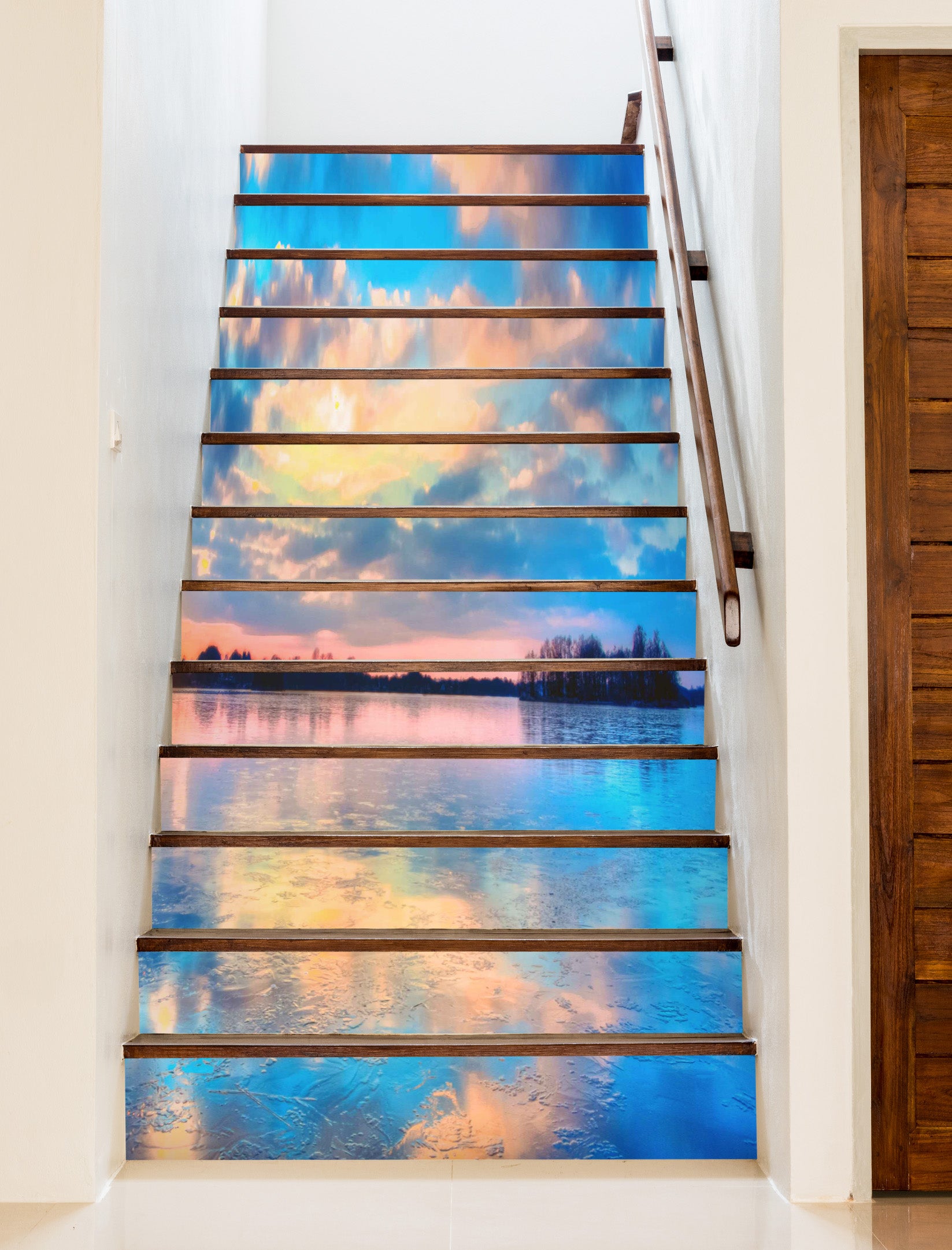 3D Blue Fantasy Landscape 628 Stair Risers