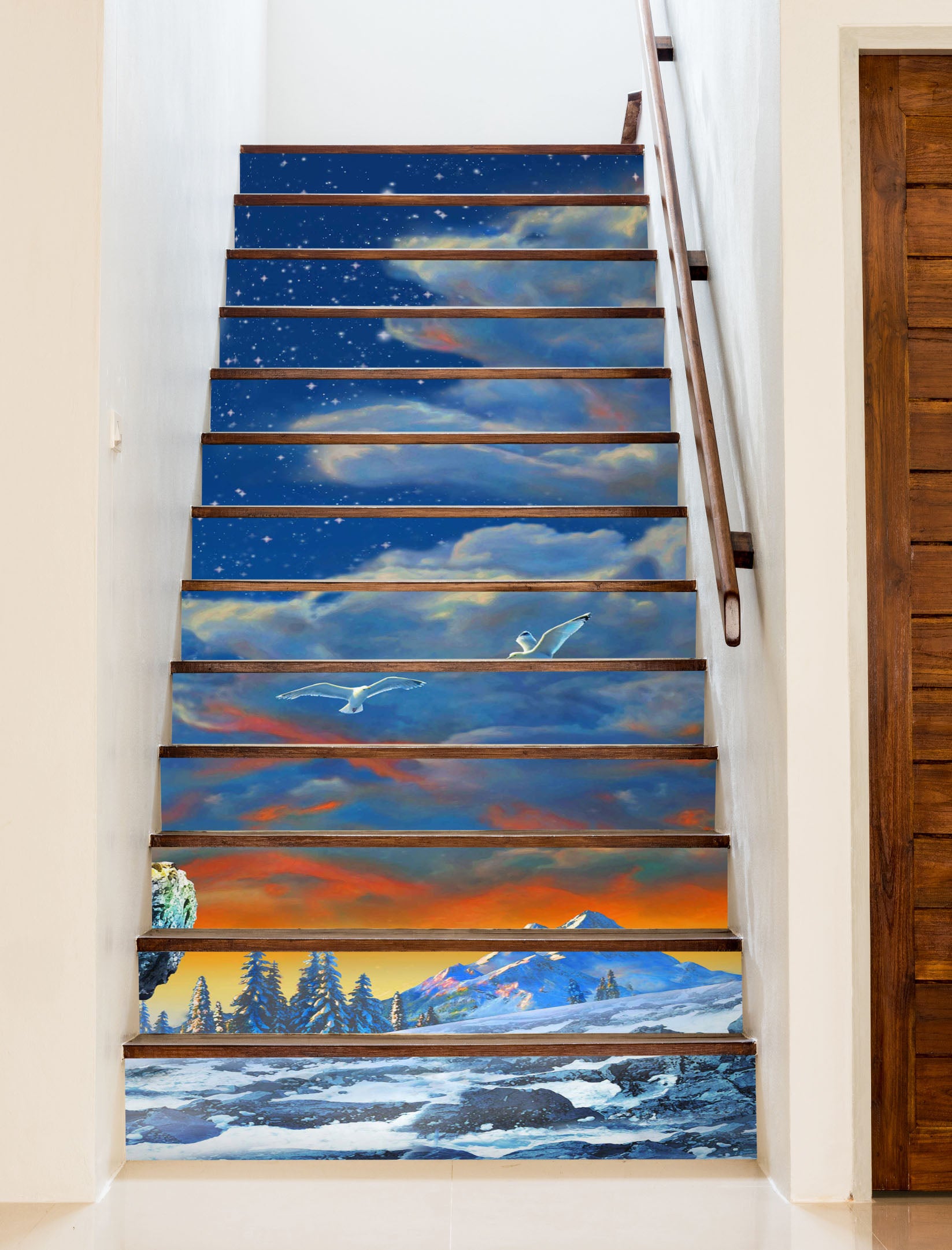 3D Snow Mountain Sky 96211 Adrian Chesterman Stair Risers