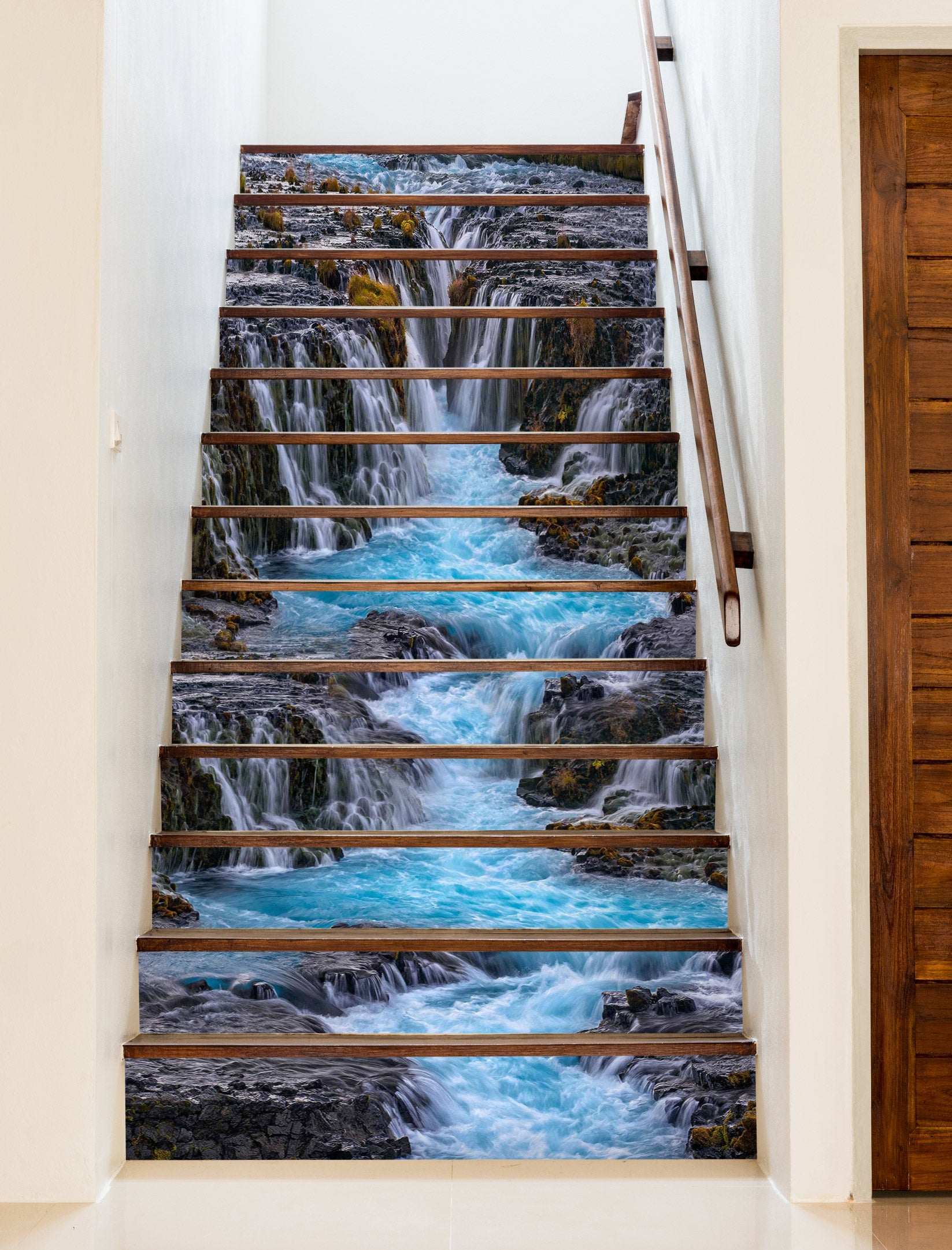 3D Vast Waterfall Flowing 489 Stair Risers