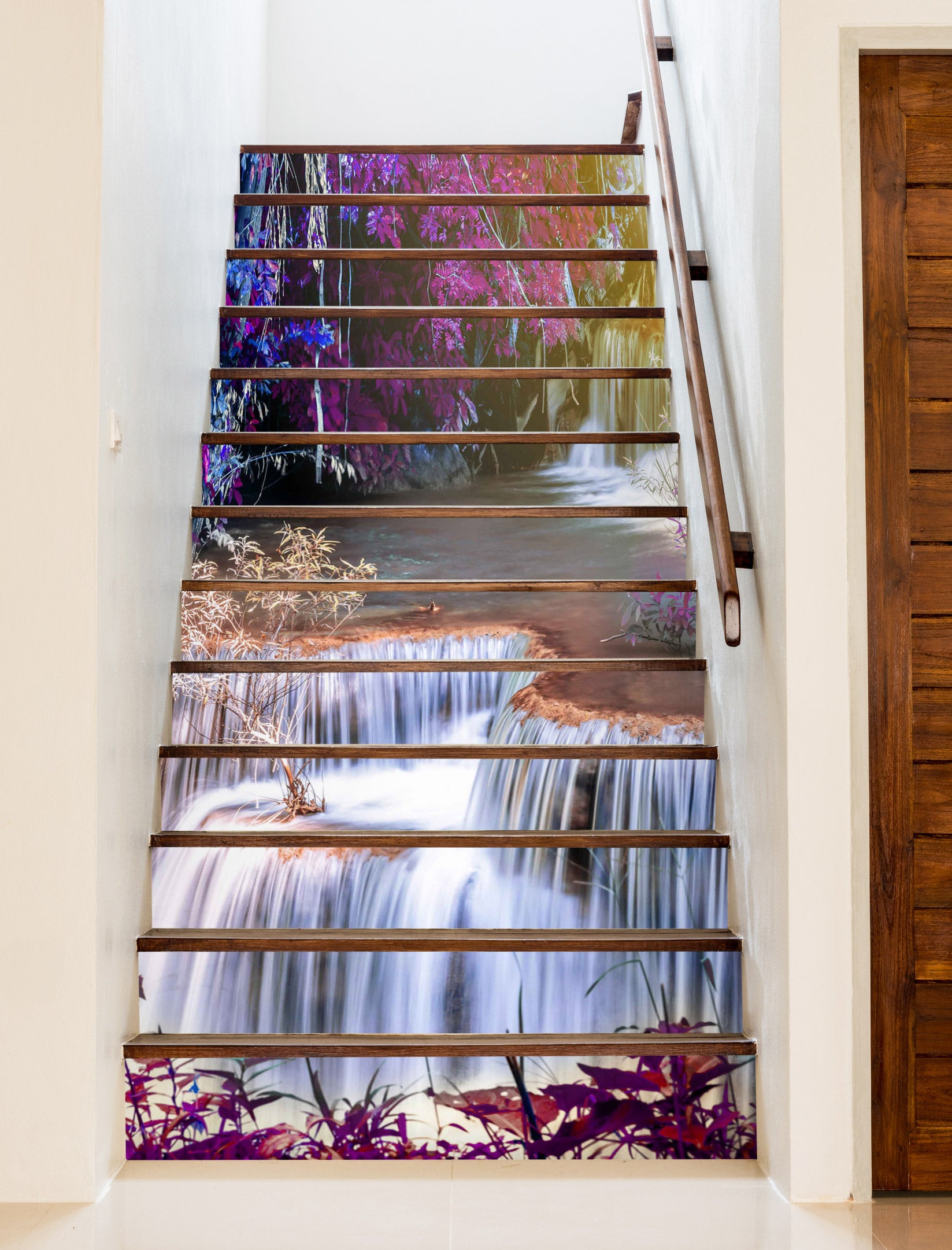 3D Cascading Misty Waterfall 354 Stair Risers