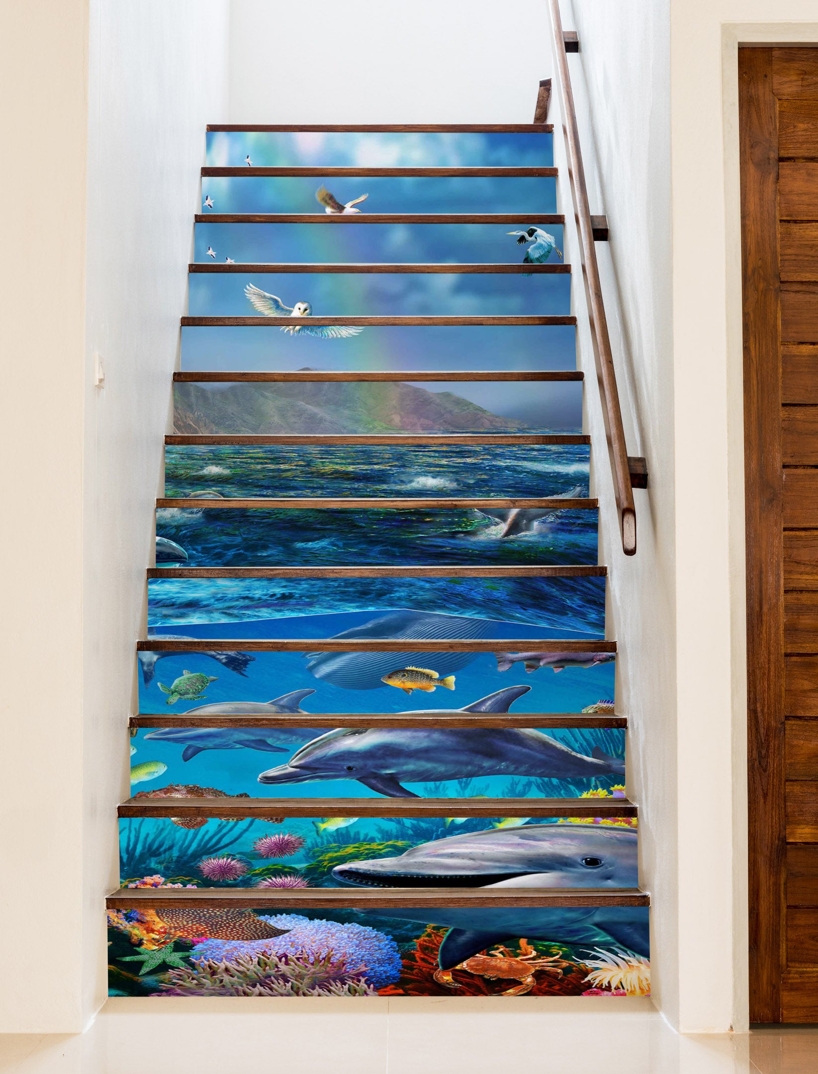 3D Dolphin Ocean Fish 96184 Adrian Chesterman Stair Risers
