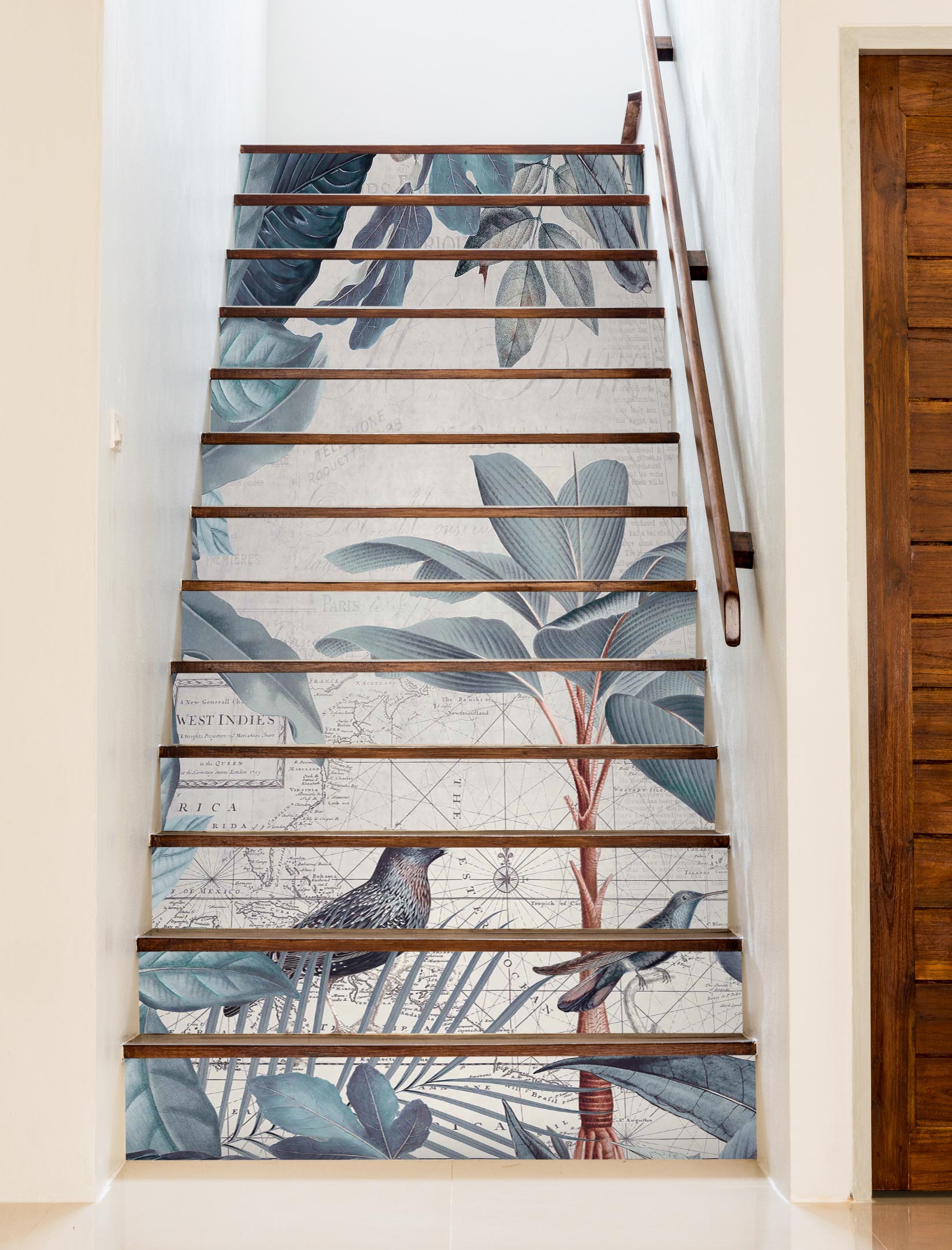 3D Leaves Bird Pattern 104100 Andrea Haase Stair Risers