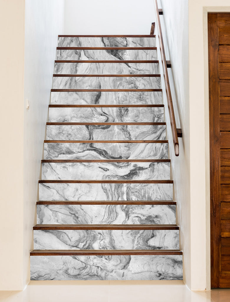 3D White Cluster 577 Stair Risers | AJ Wallpaper