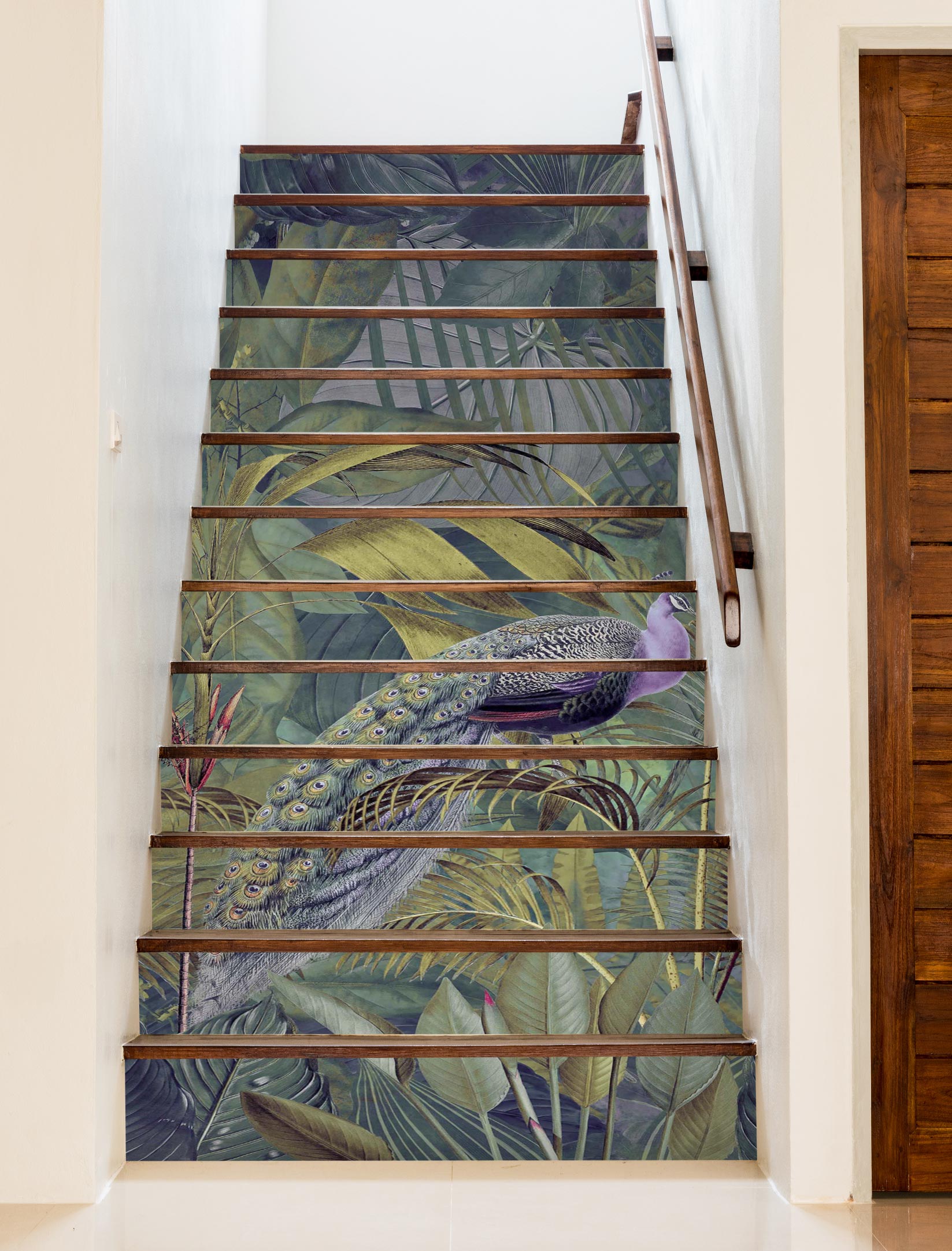 3D Peacock Jungle Pattern 10484 Andrea Haase Stair Risers