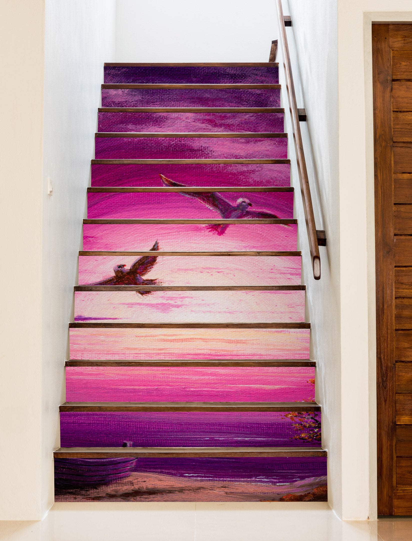 3D Pink Sky Eagle 8818 Marina Zotova Stair Risers