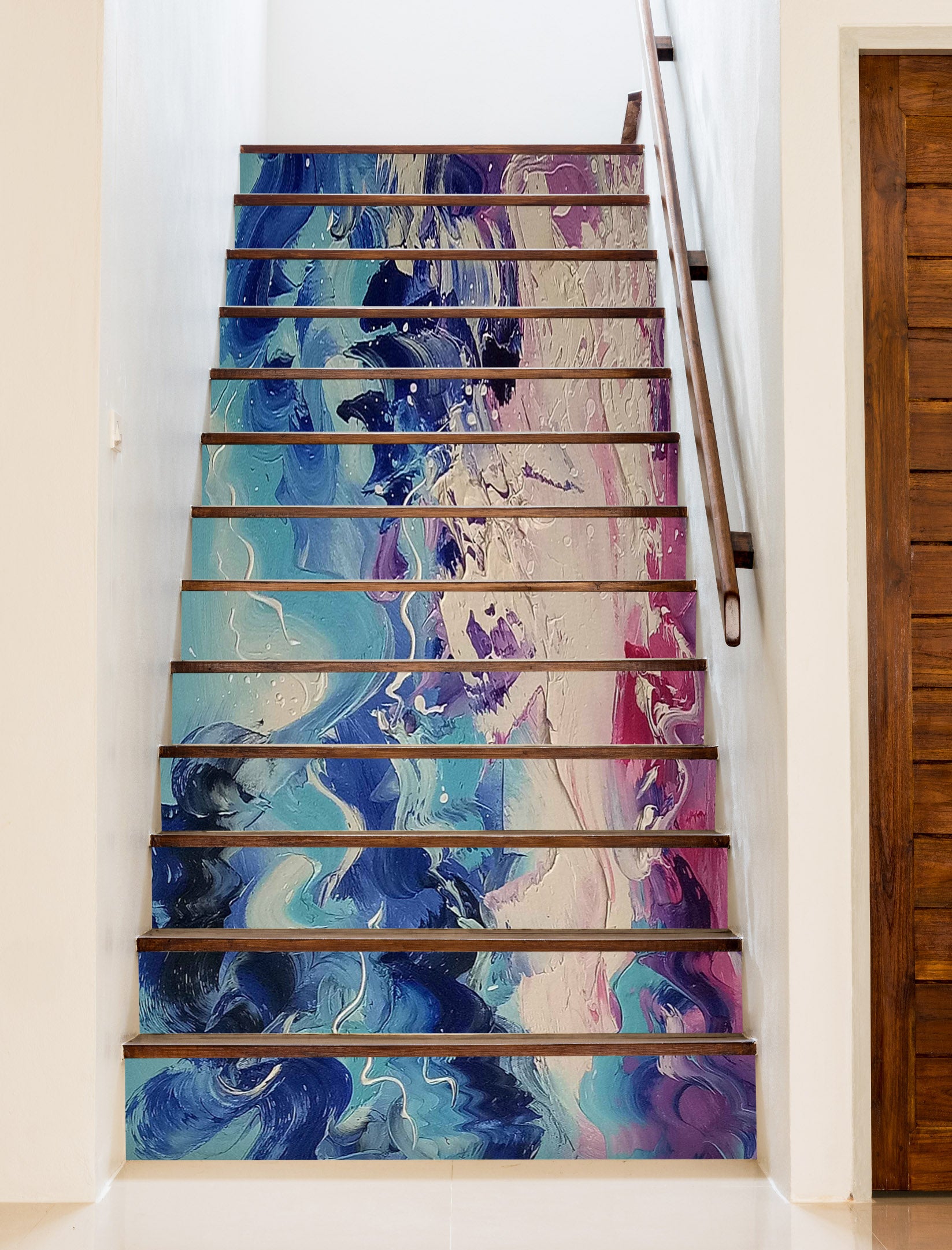 3D Blue Irregular Memory 585 Stair Risers