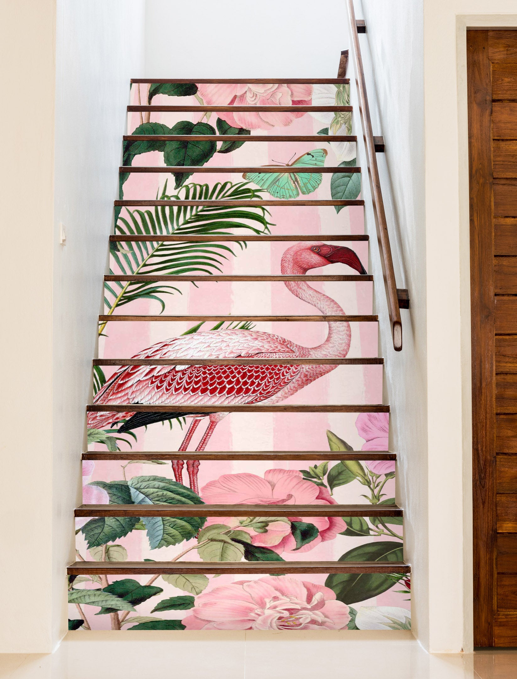 3D Flamingo Leaves Flowers 109207 Andrea Haase Stair Risers