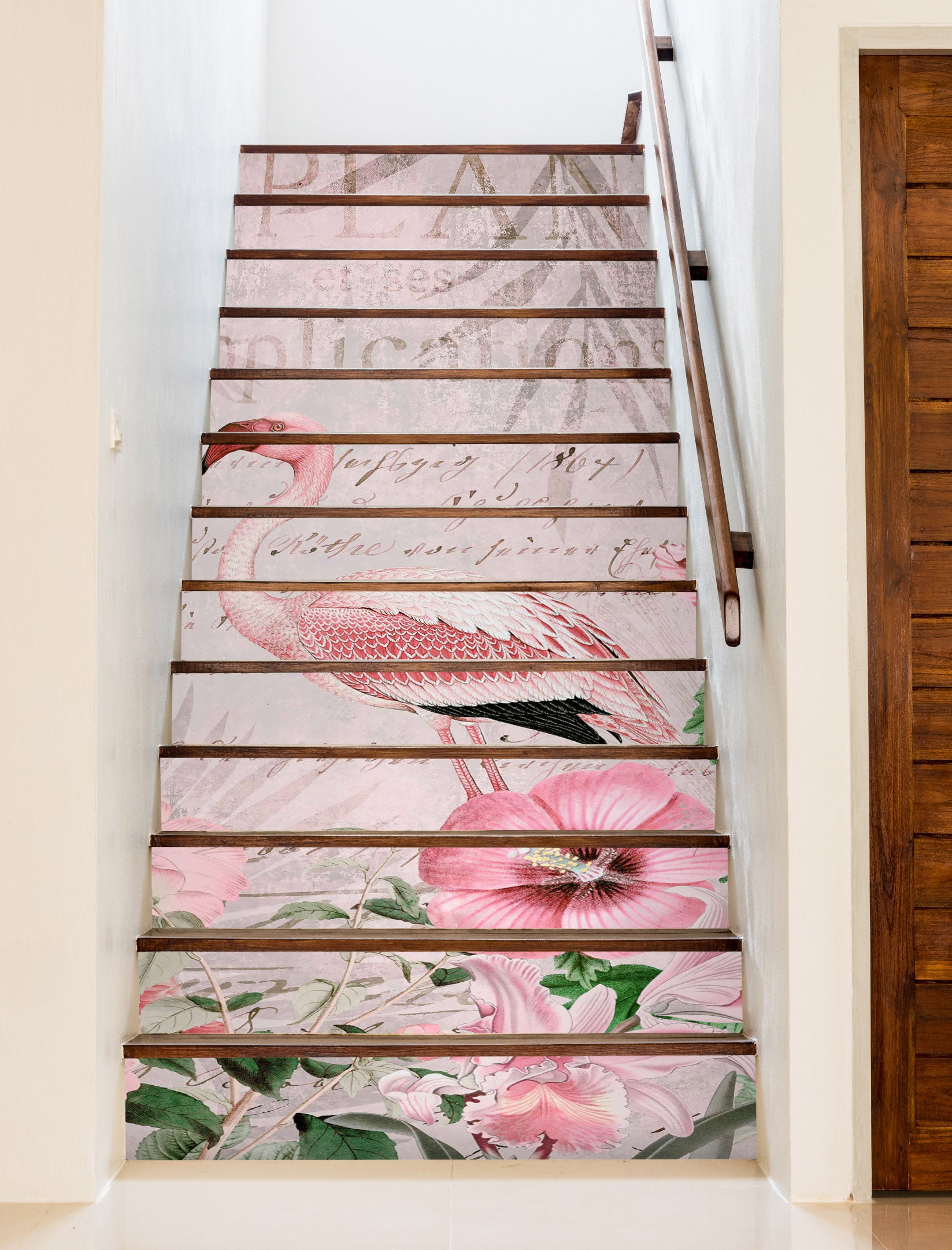 3D Pink Flamingo Flower 109199 Andrea Haase Stair Risers