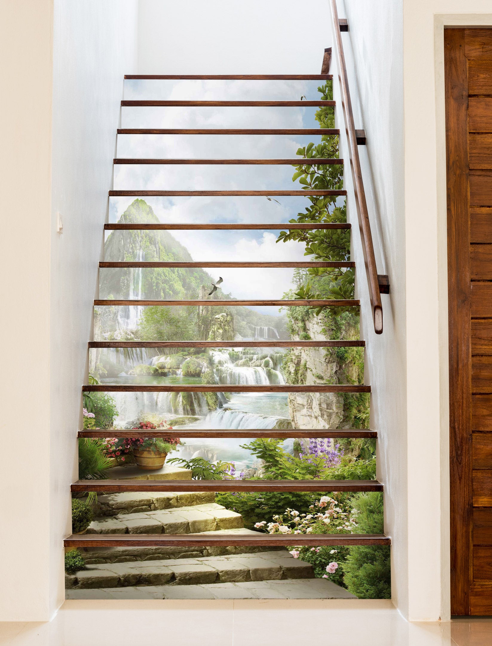 3D Misty Mountains 054 Stair Risers