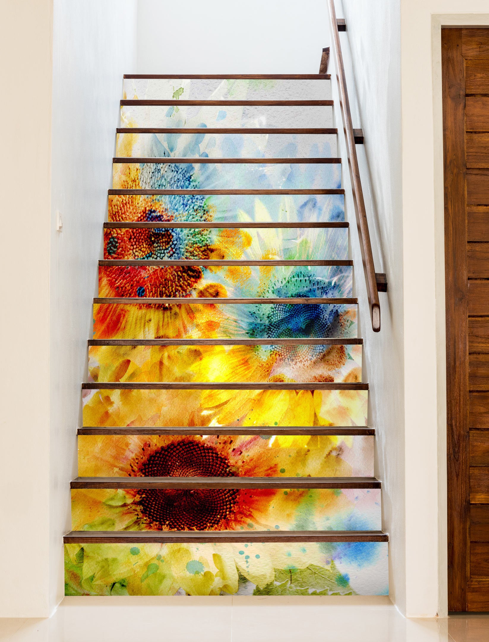 3D Oil Painting Sunflowers 205 Stair Risers