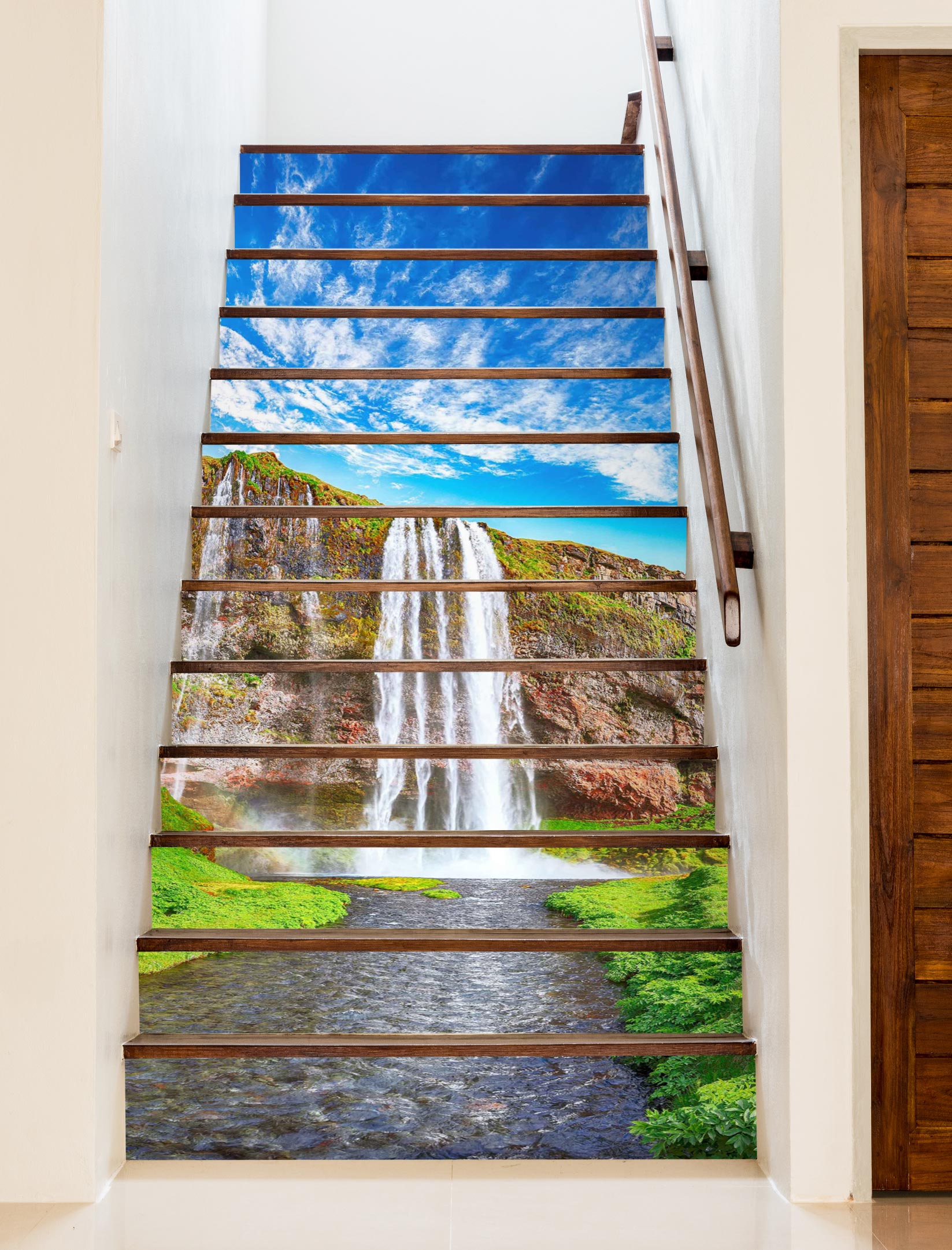 3D Wild Waterfall 442 Stair Risers