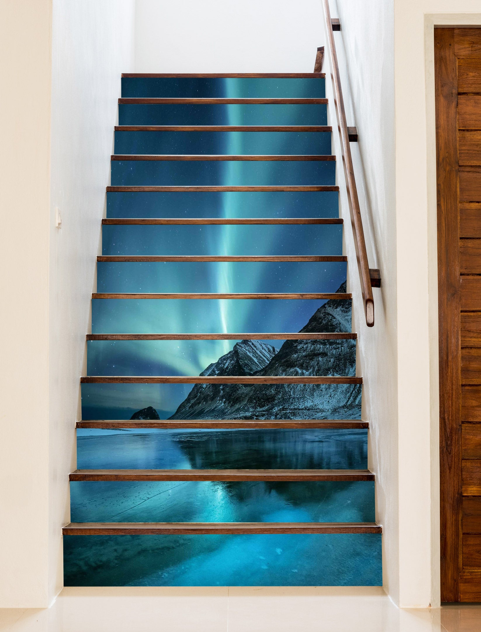3D Blue Aurora 420 Stair Risers