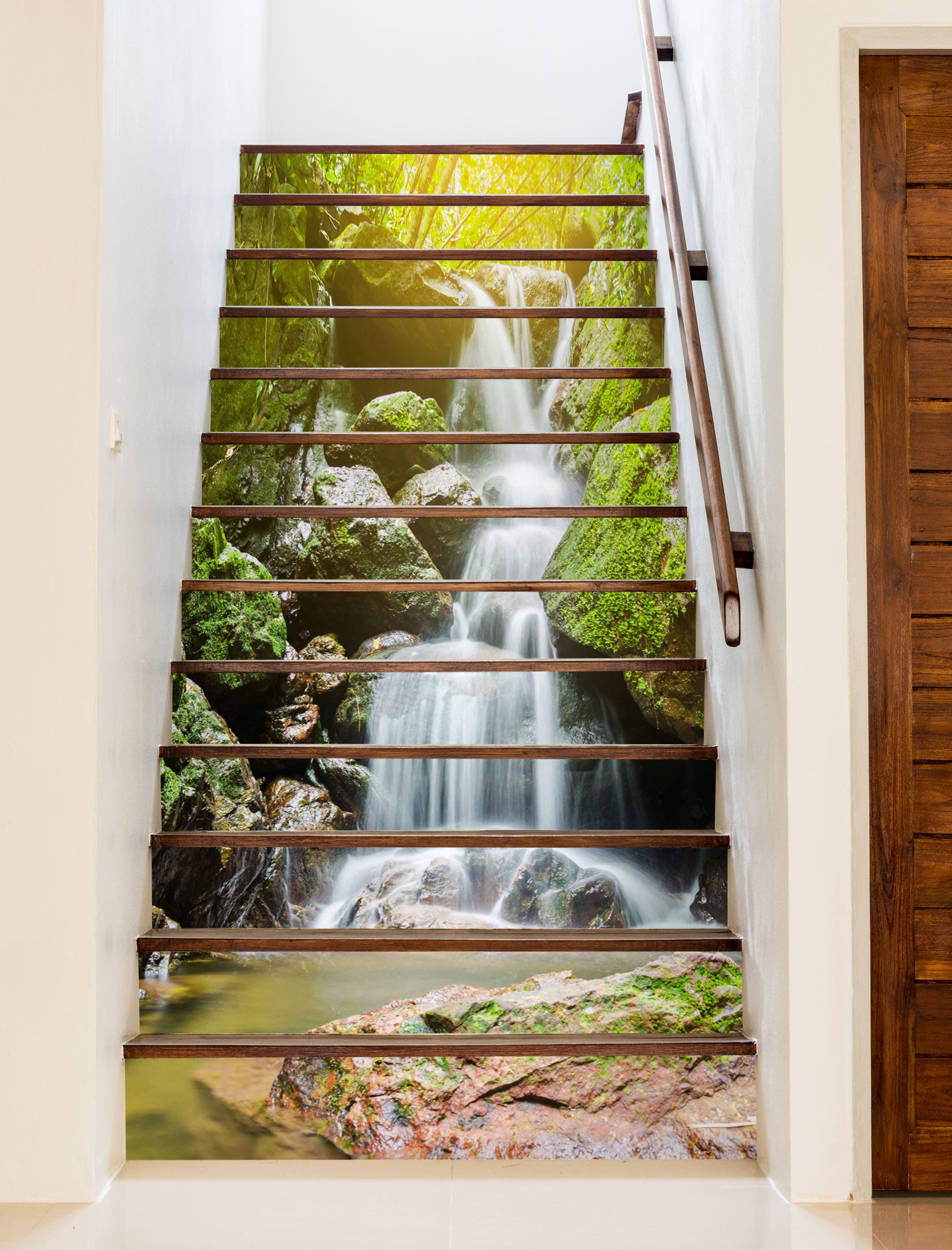 3D Intense Waterfall In Sunlight 320 Stair Risers