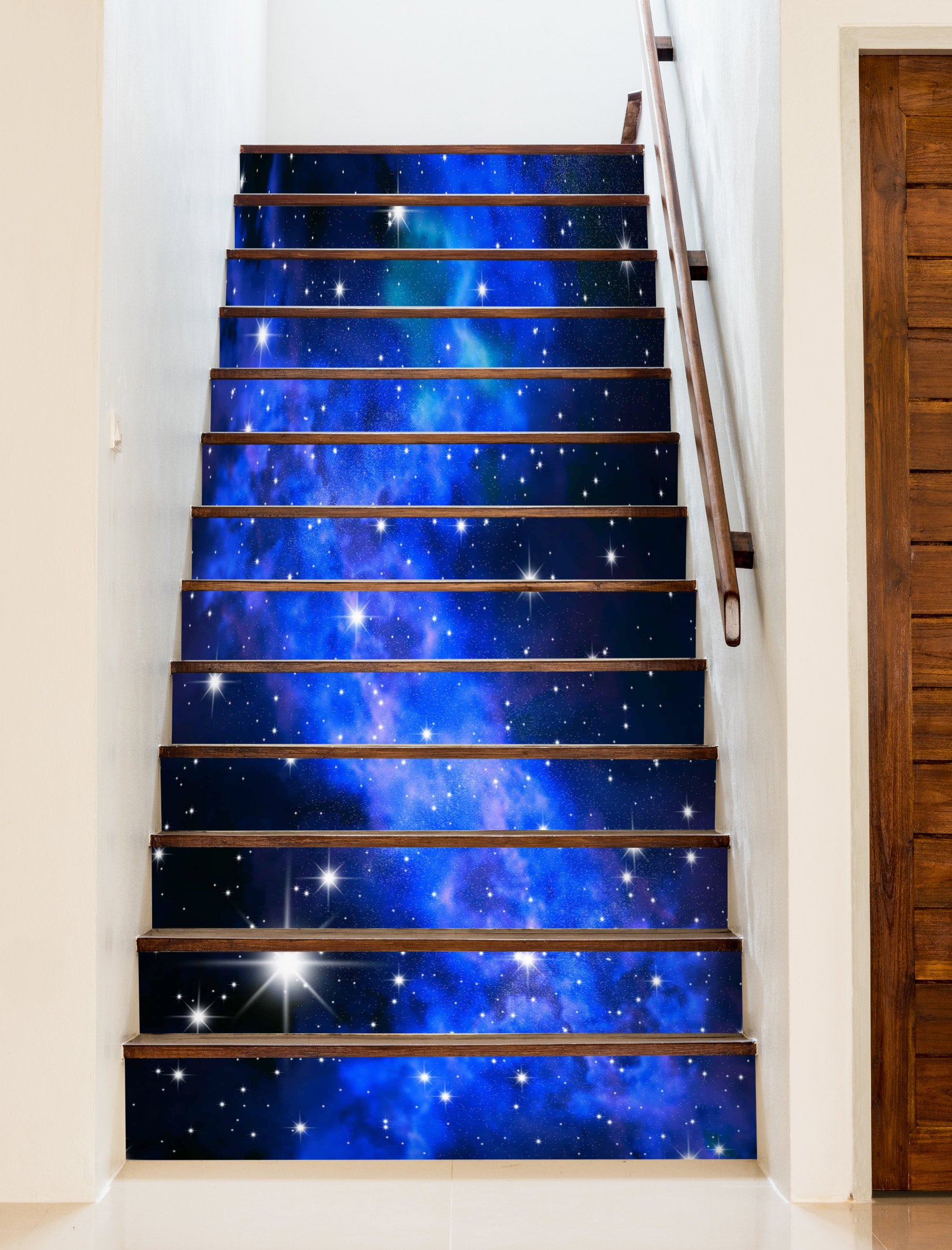 3D Deep Blue Galaxy 398 Stair Risers