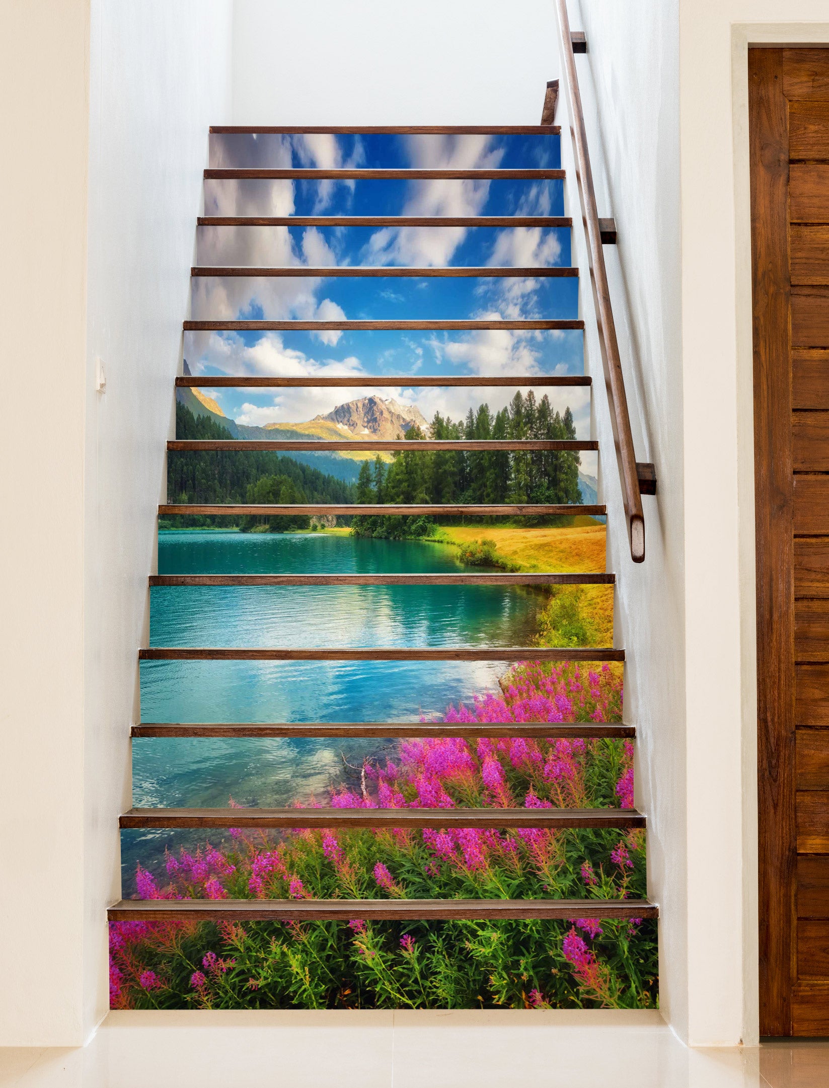 3D Beautiful Flowers By The River 262 Stair Risers