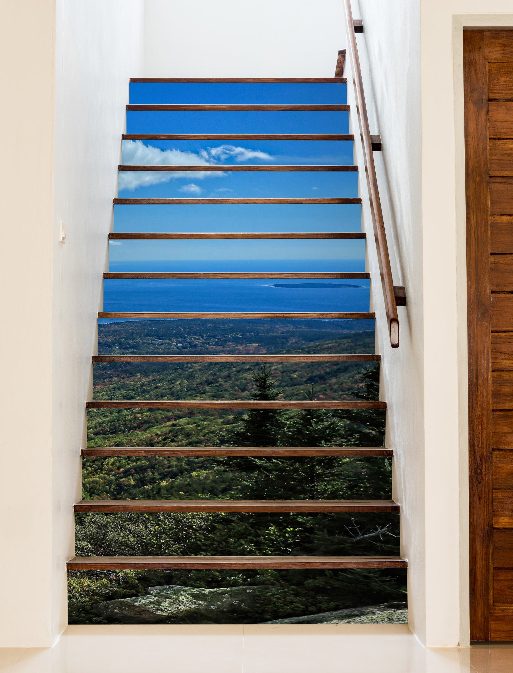 3D Blue Sky Woods Meadow 101113 Kathy Barefield Stair Risers