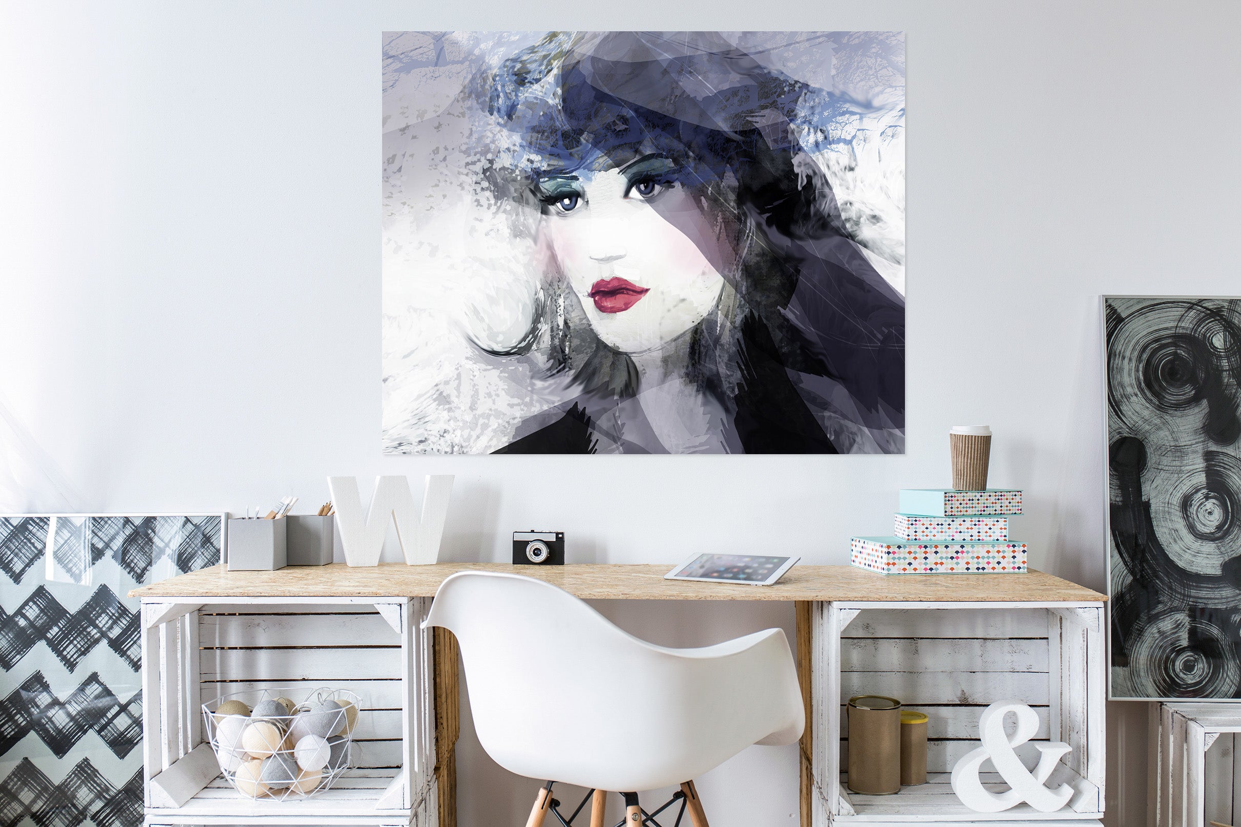 3D Woman Black Hat 1003 Wall Sticker