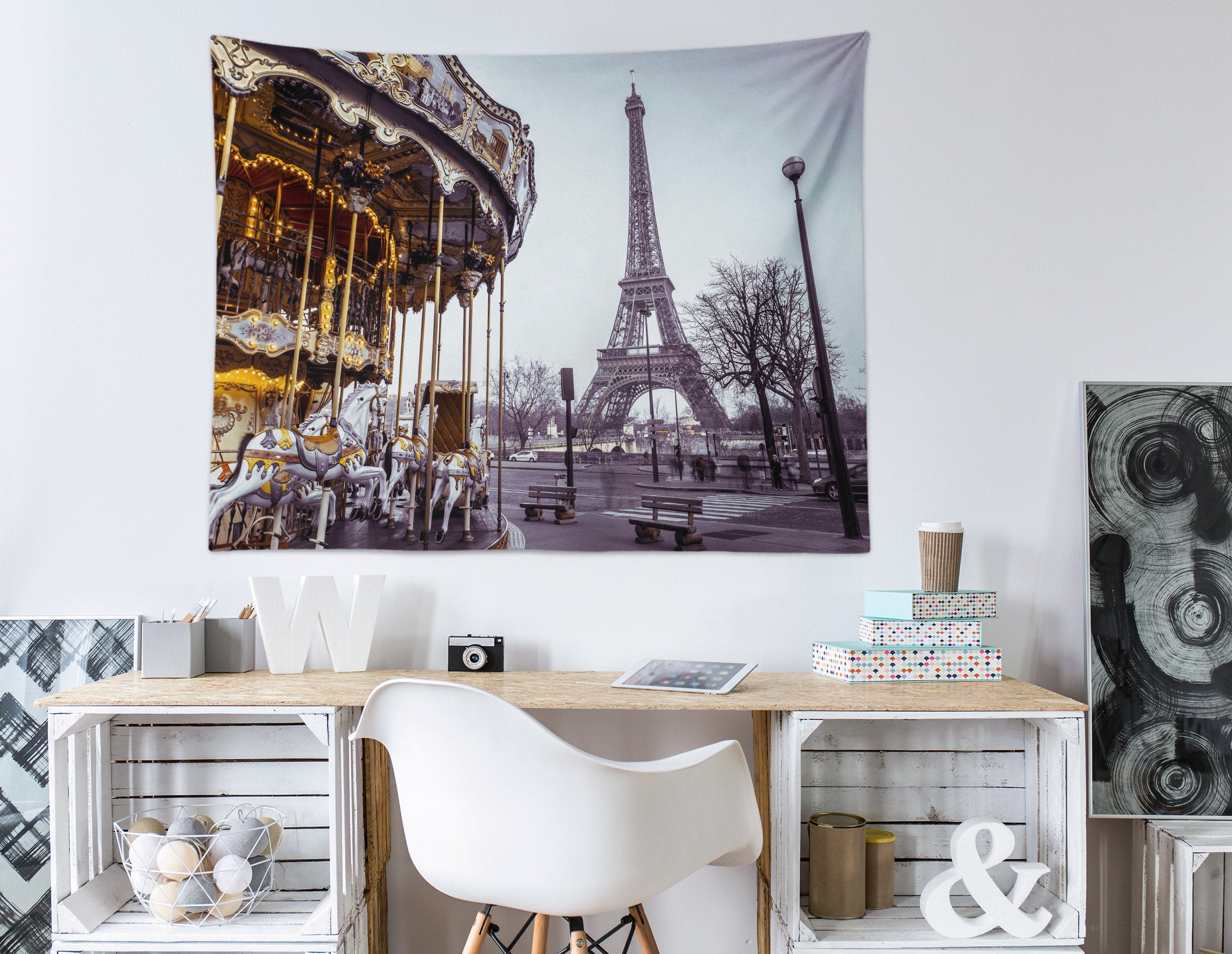 3D Carousel Eiffel Tower 11651 Assaf Frank Tapestry Hanging Cloth Hang