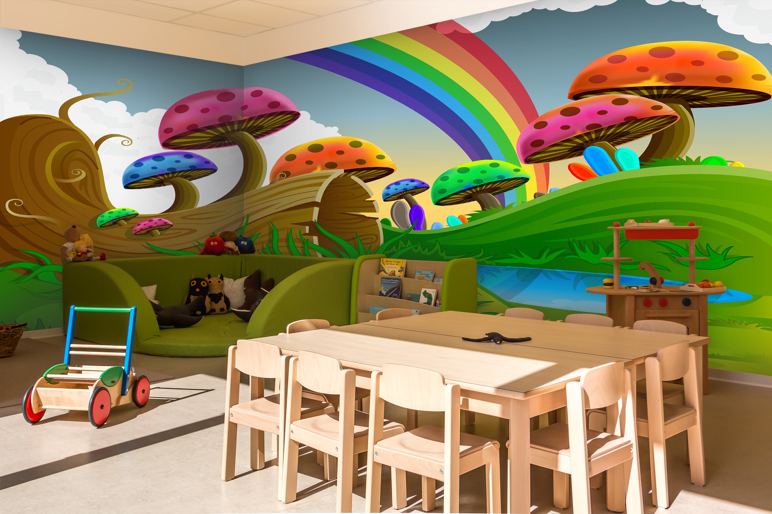 3D Rainbow Mushroom 043 Wall Murals