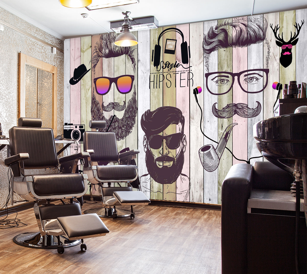 3D Cute Hairdresser 1433 Barber Shop Wall Murals