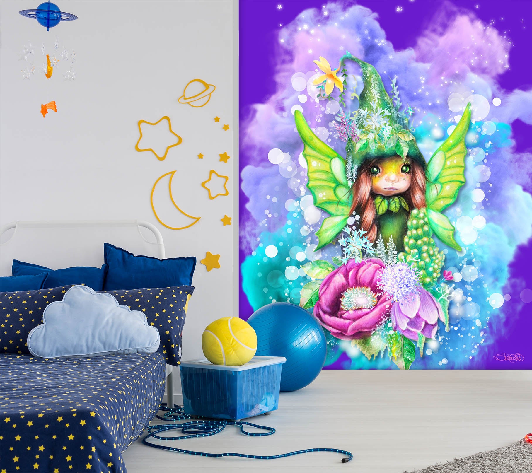 3D Watercolor Flower Fairy 8440 Sheena Pike Wall Mural Wall Murals