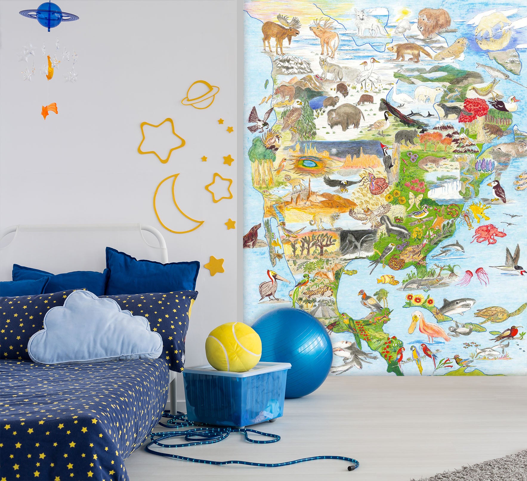 3D Animal Map 1417 Michael Sewell Wall Mural Wall Murals