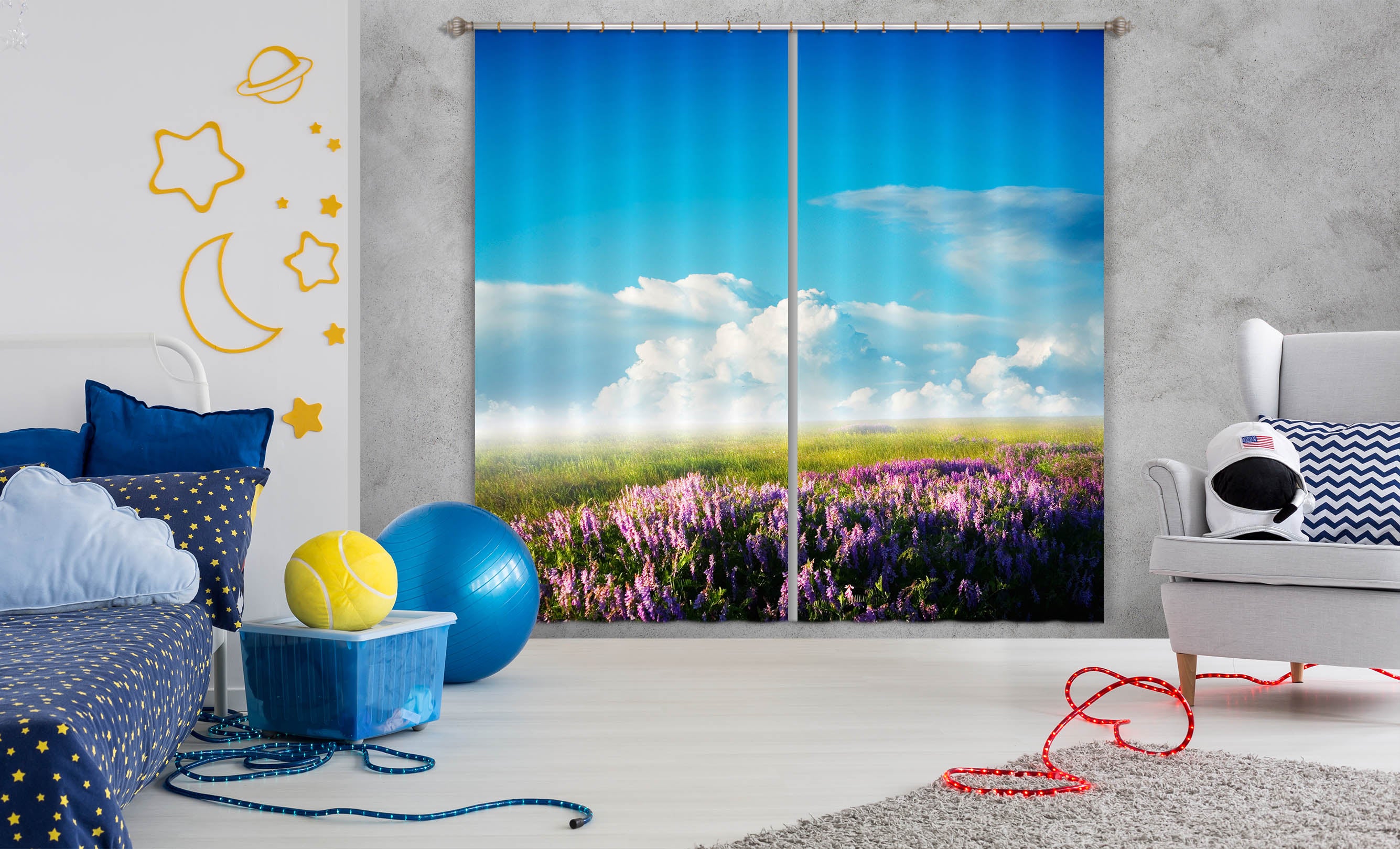 3D Flower Meadow 108 Curtains Drapes