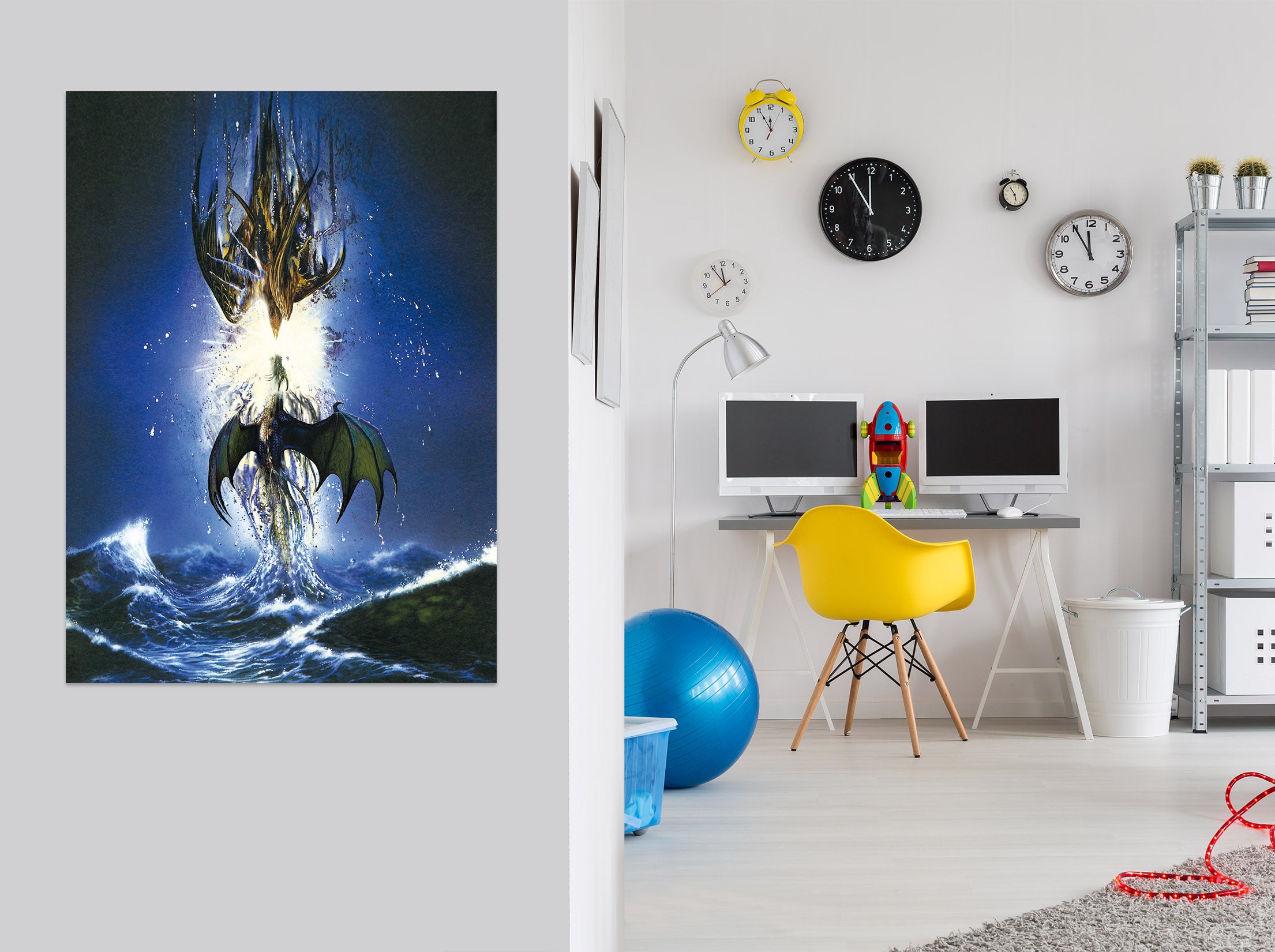 3D Night Sky Dragon Waves 8077 Ciruelo Wall Sticker