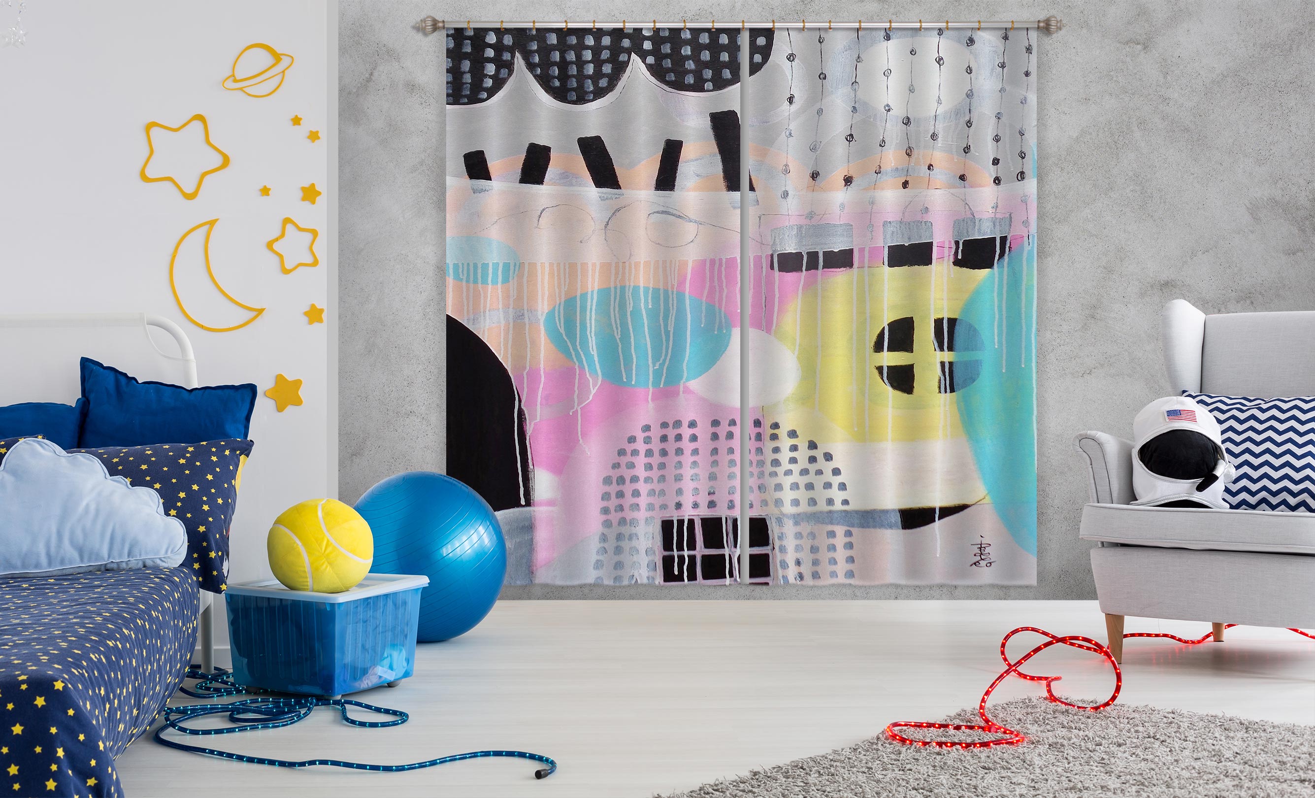 3D Cute House 2410 Misako Chida Curtain Curtains Drapes