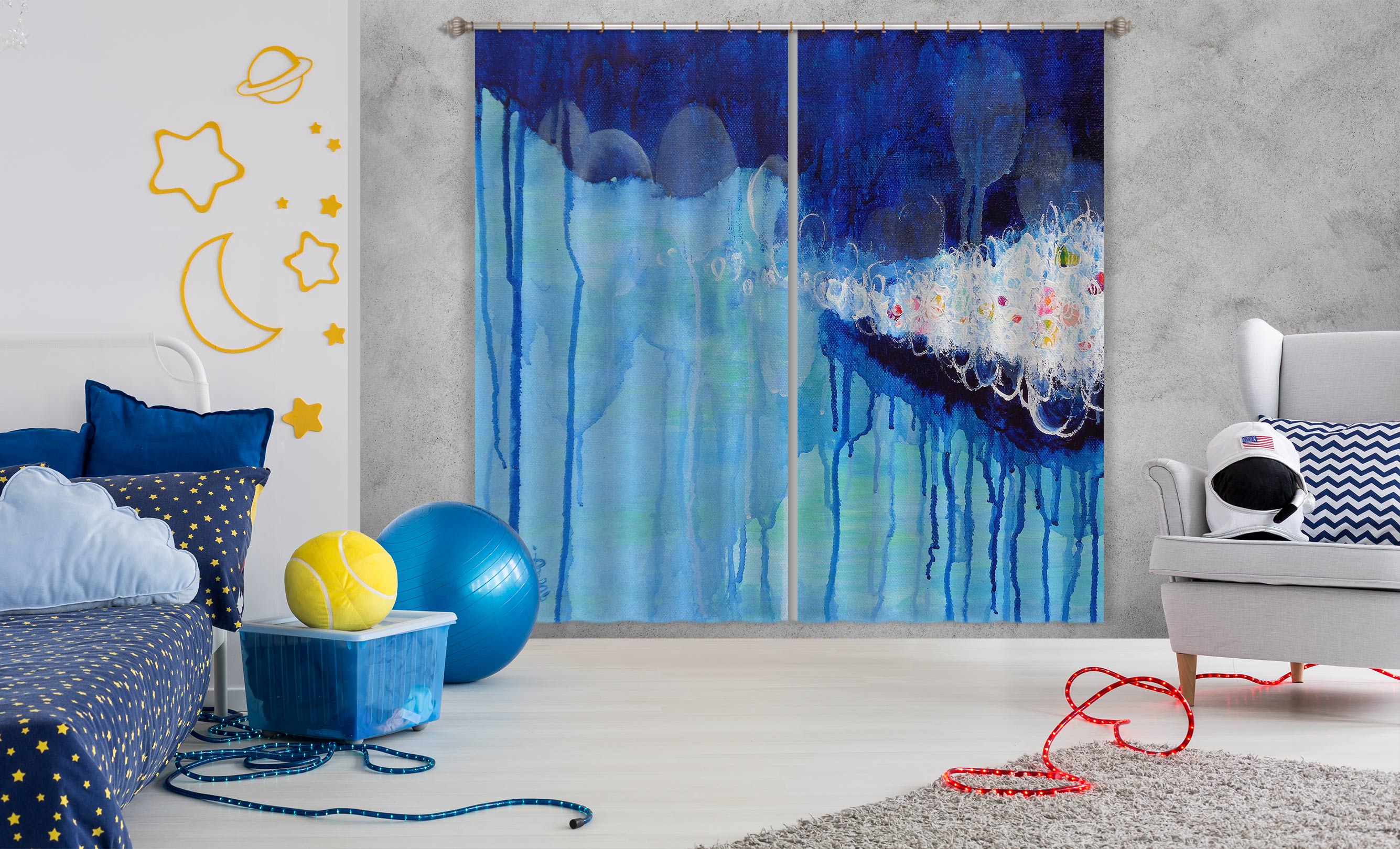 3D Flowing Watercolor 2321 Misako Chida Curtain Curtains Drapes