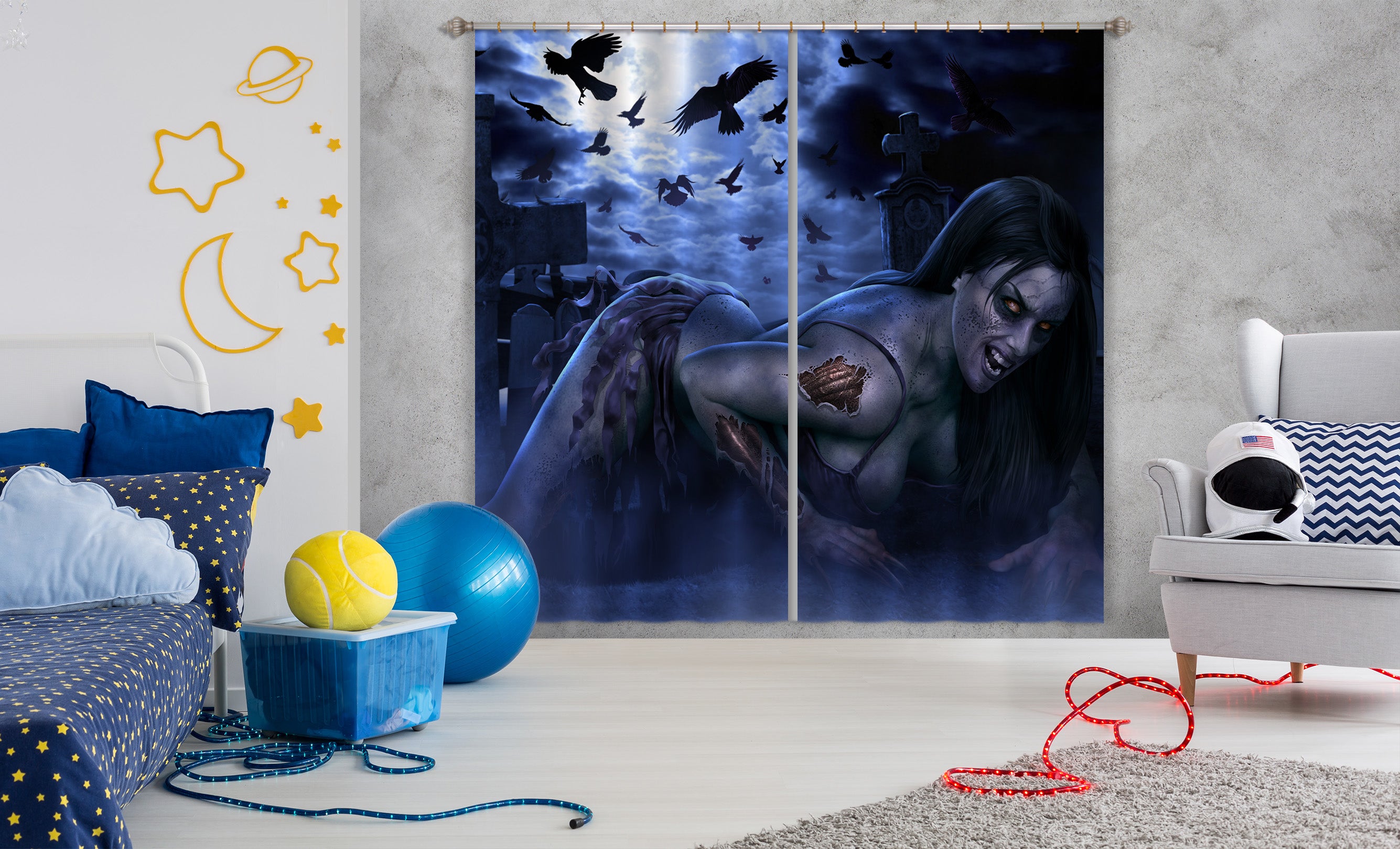 3D Night Beauty 5085 Tom Wood Curtain Curtains Drapes