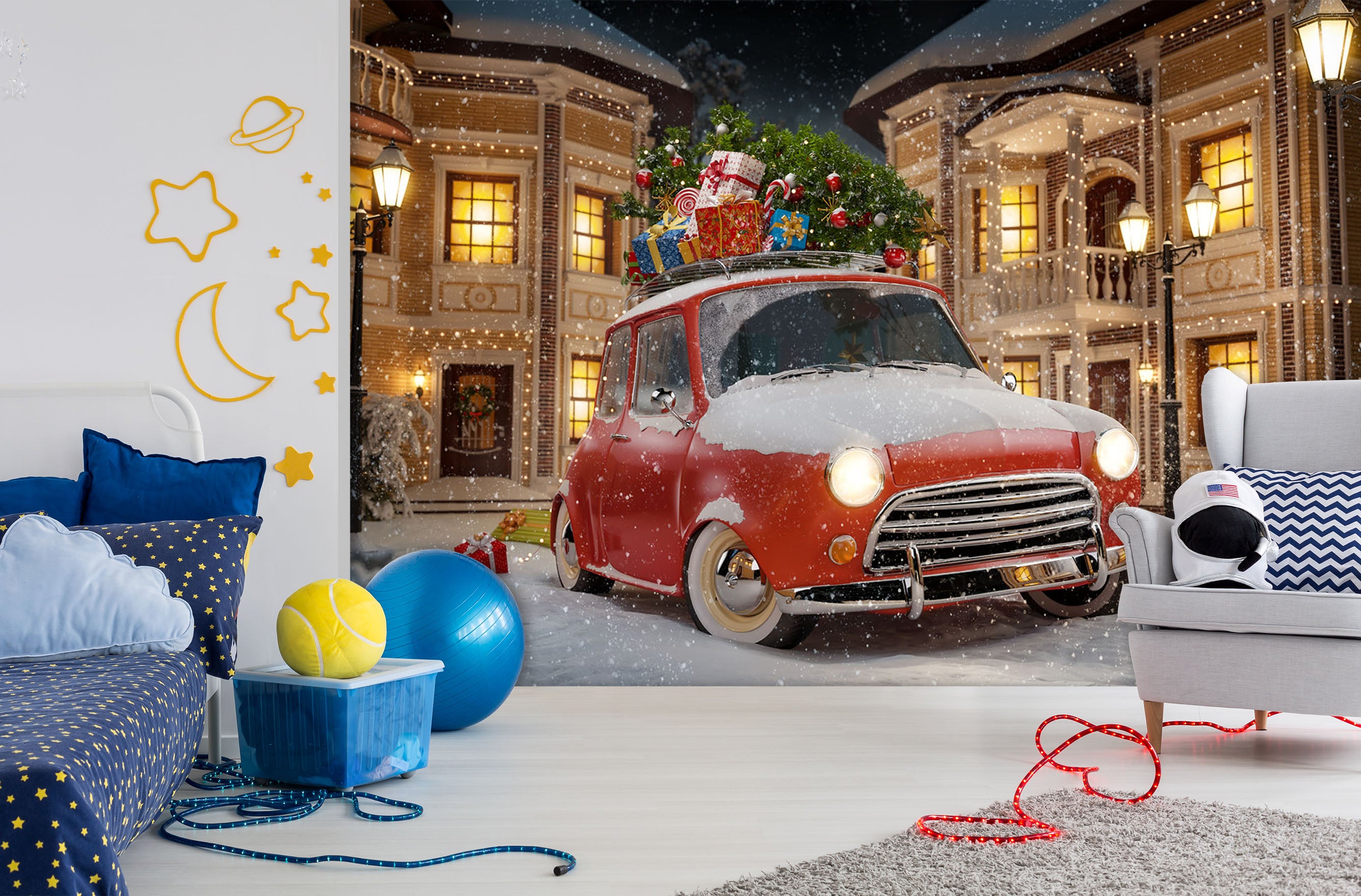 3D Christmas Gift Car 323 Vehicle Wall Murals