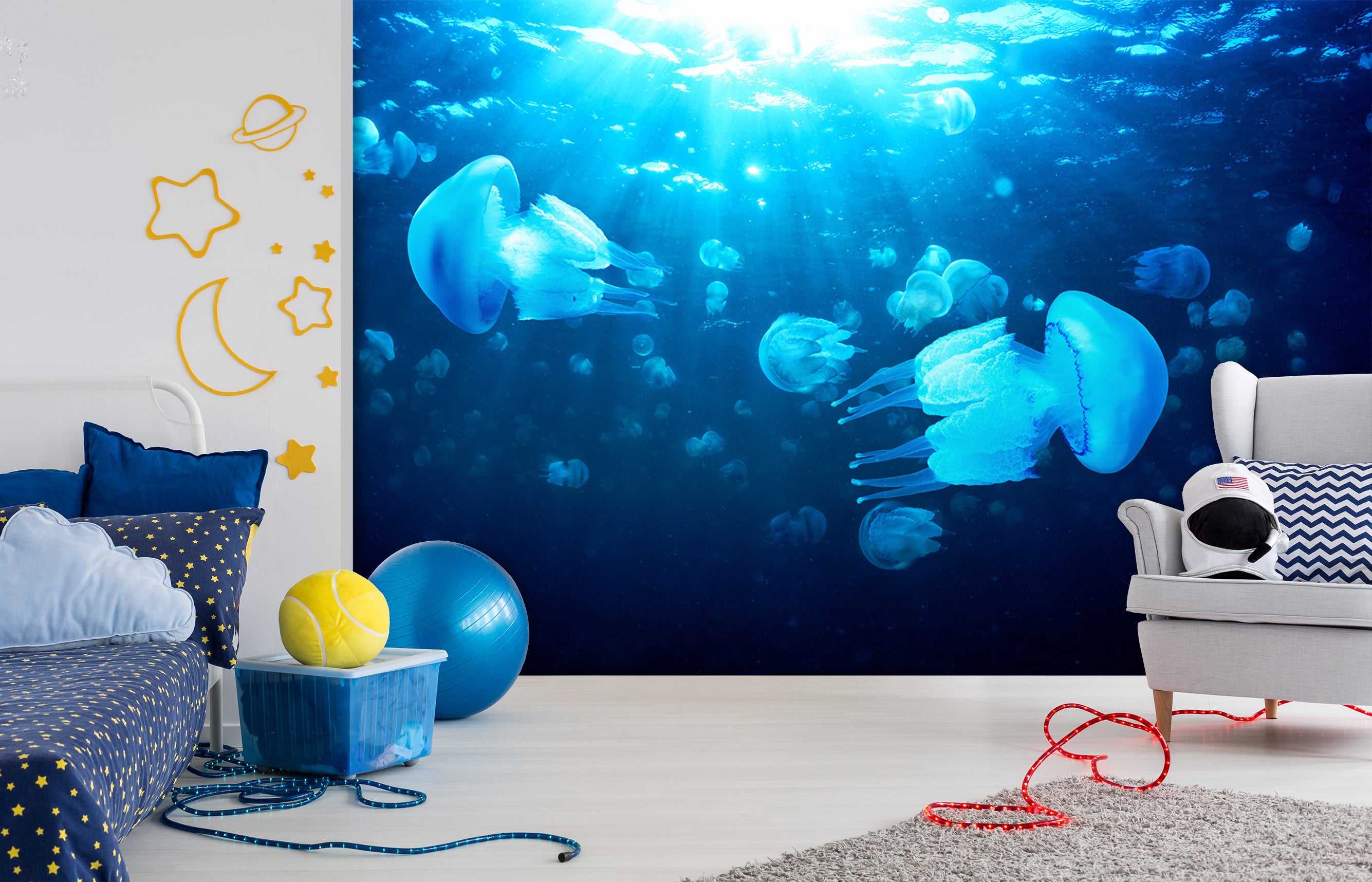 3D Blue Jellyfish 124 Wall Murals