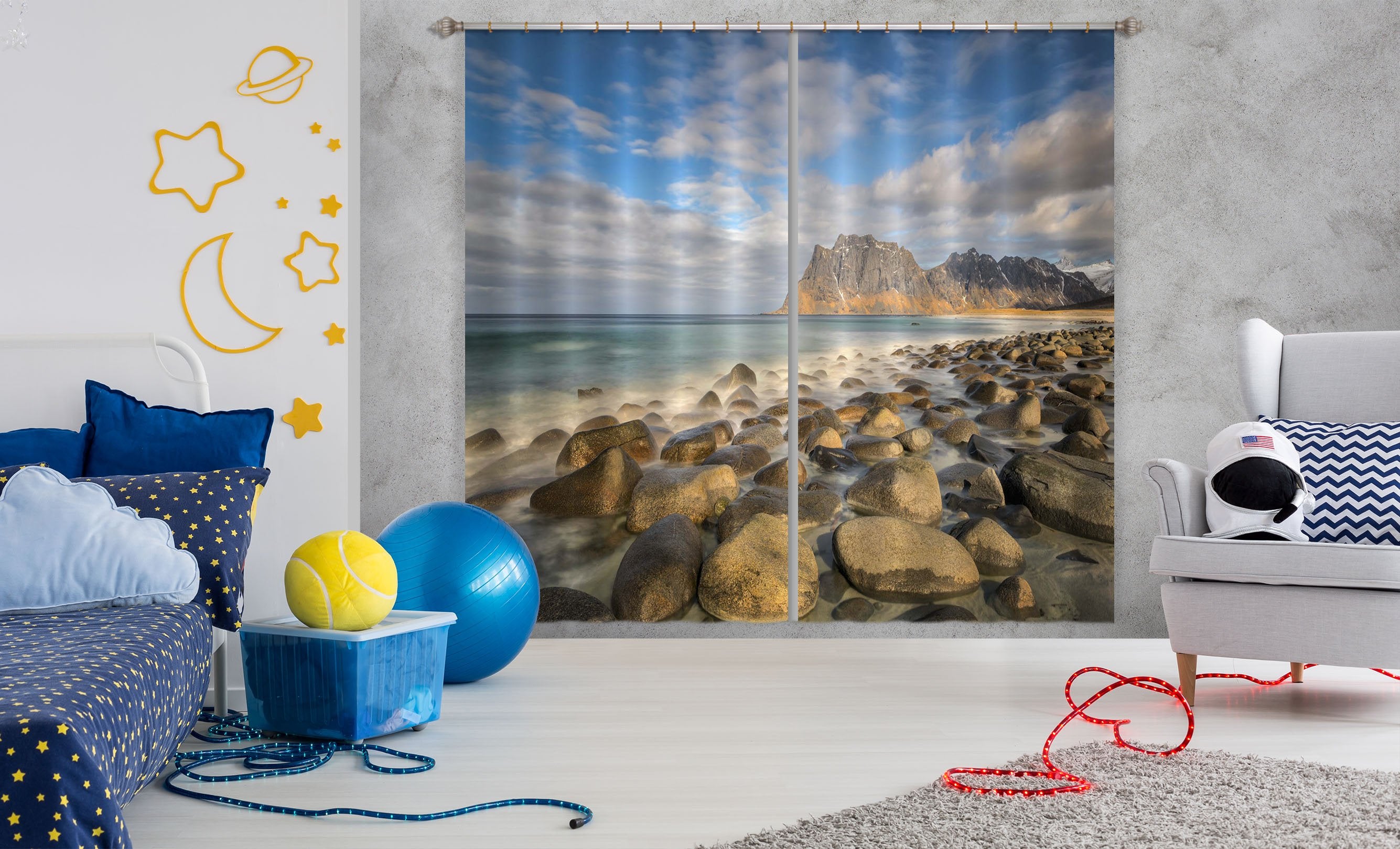3D Beach Stones 168 Marco Carmassi Curtain Curtains Drapes Wallpaper AJ Wallpaper 