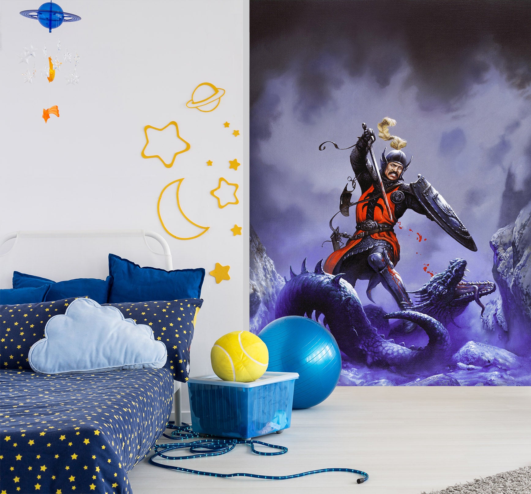 3D Soldier Kills Dragon 7105 Ciruelo Wall Mural Wall Murals