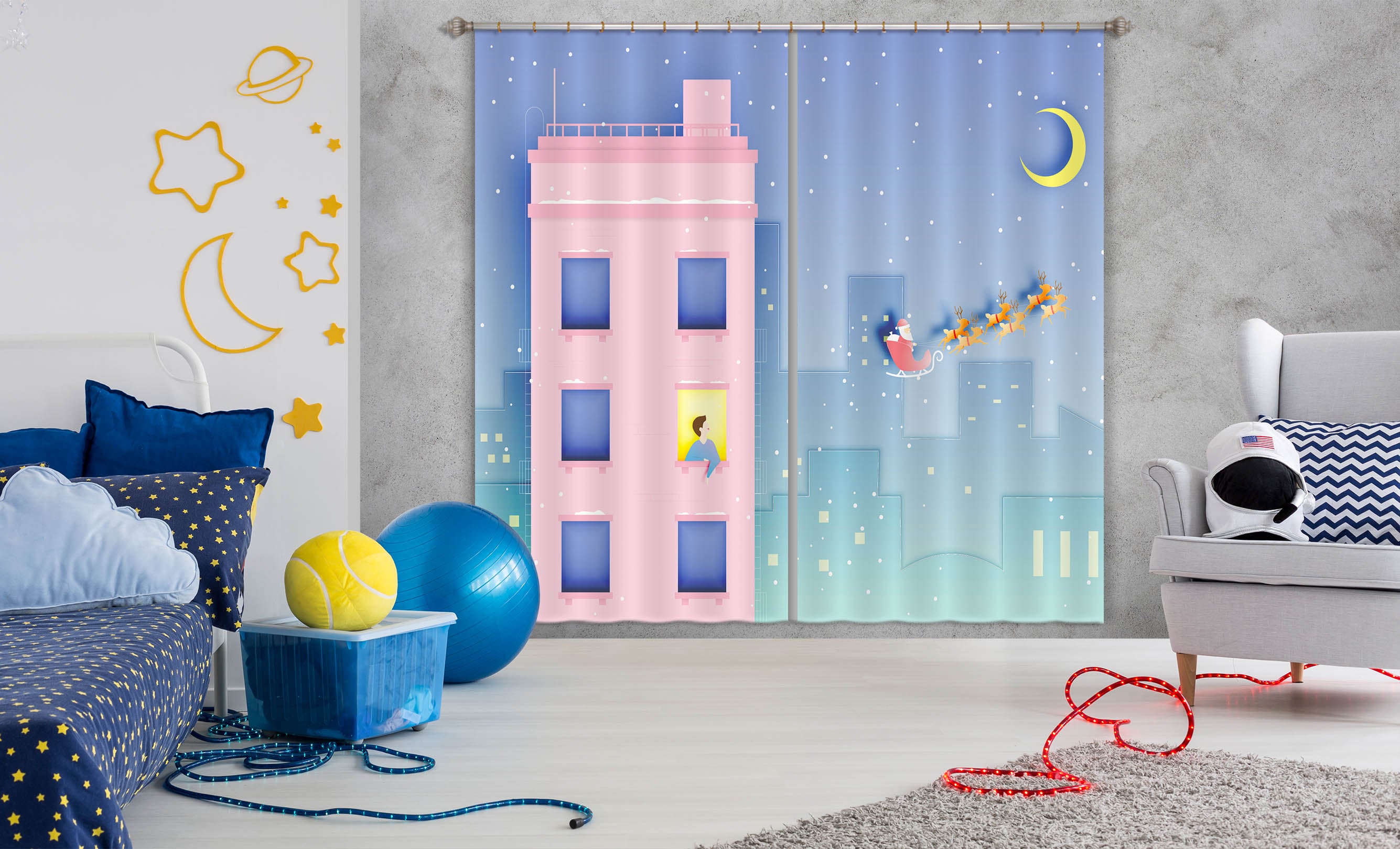 3D Pink House 793 Curtains Drapes