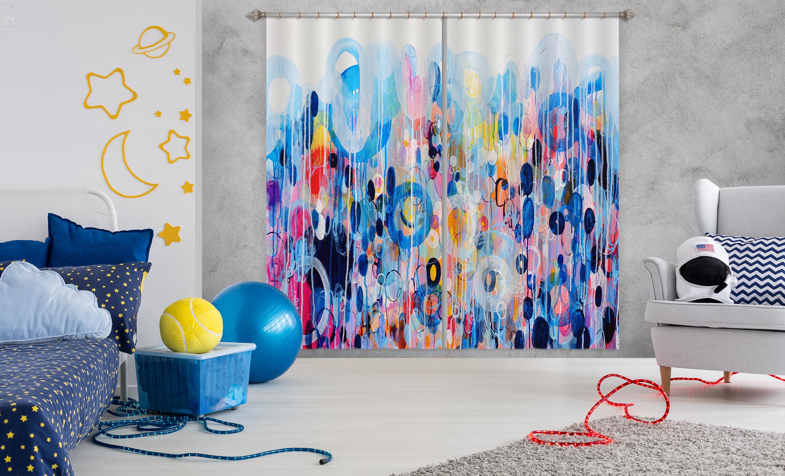 3D Watercolor Circle 2344 Misako Chida Curtain Curtains Drapes