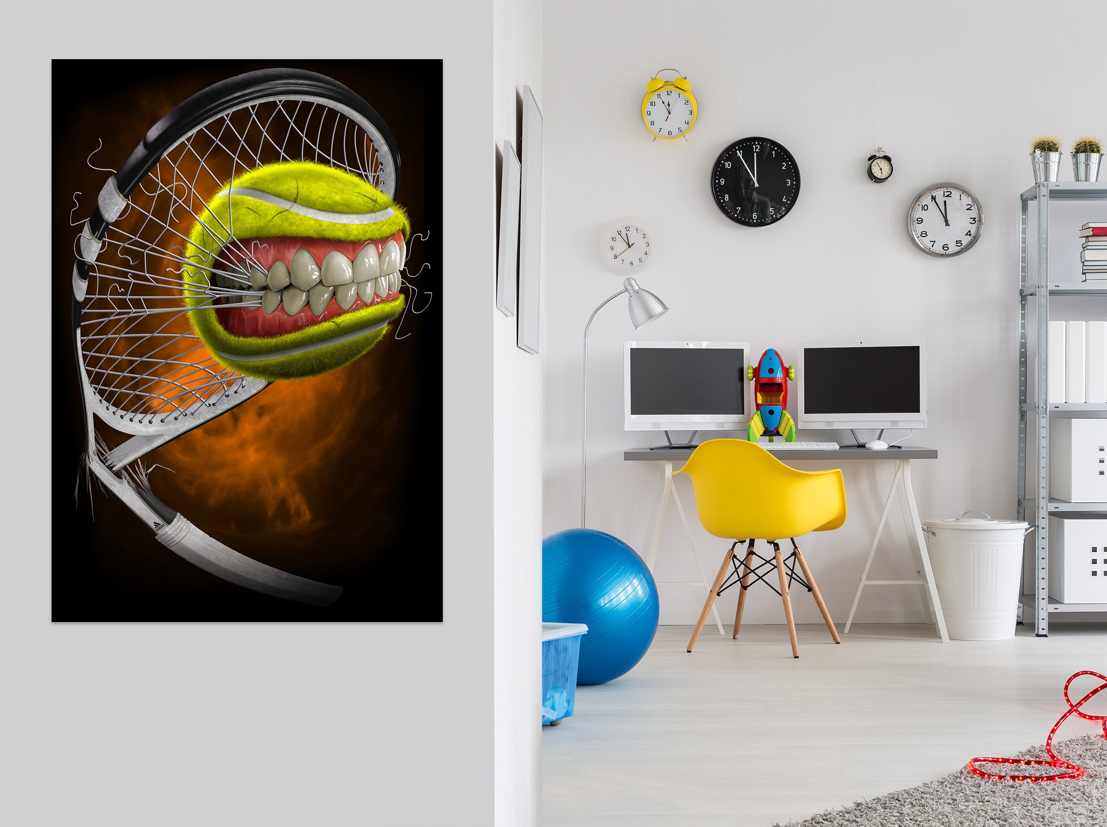 3D Teeth Tennis Net 5111 Tom Wood Wall Sticker