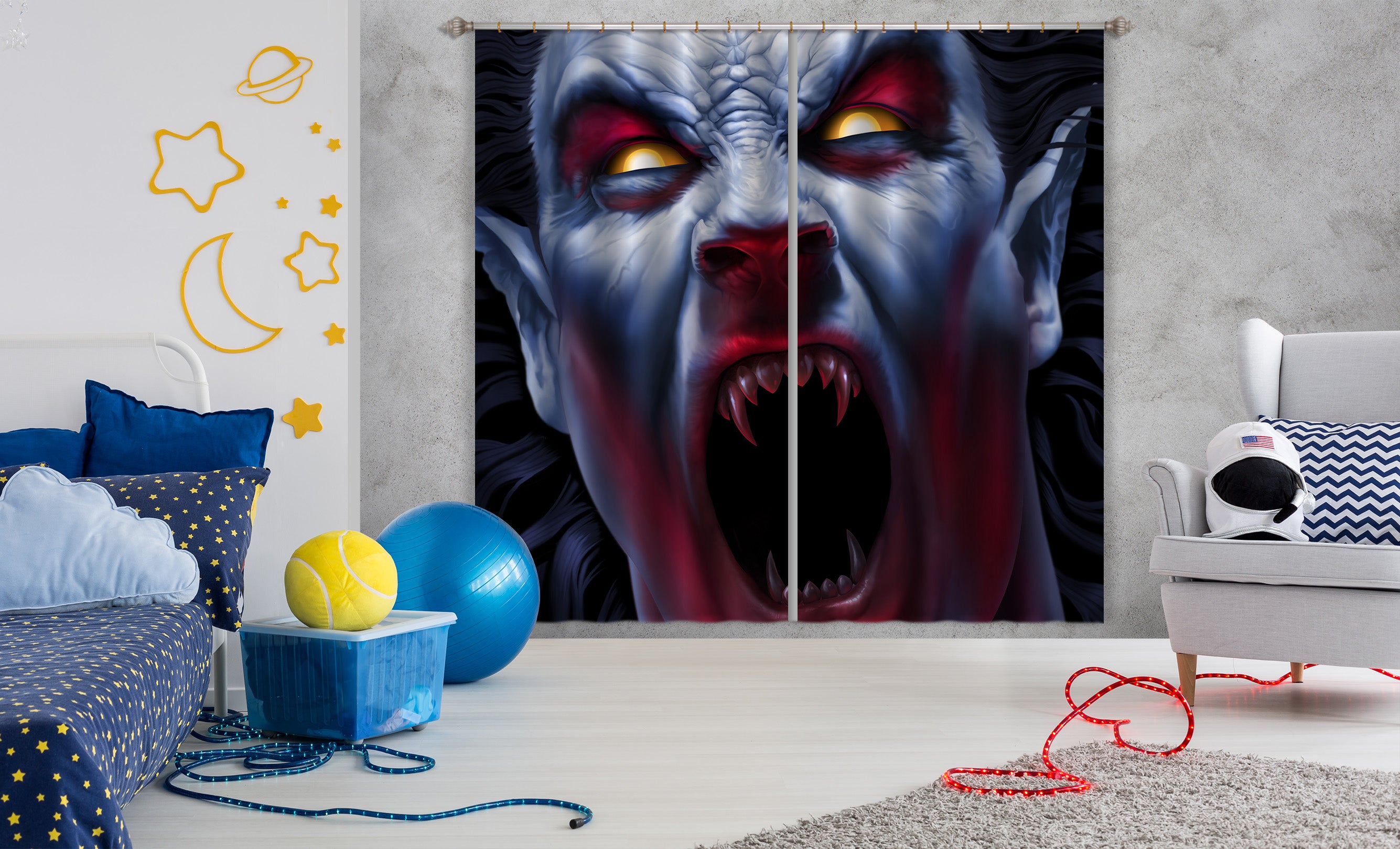 3D Monster Man 5073 Tom Wood Curtain Curtains Drapes