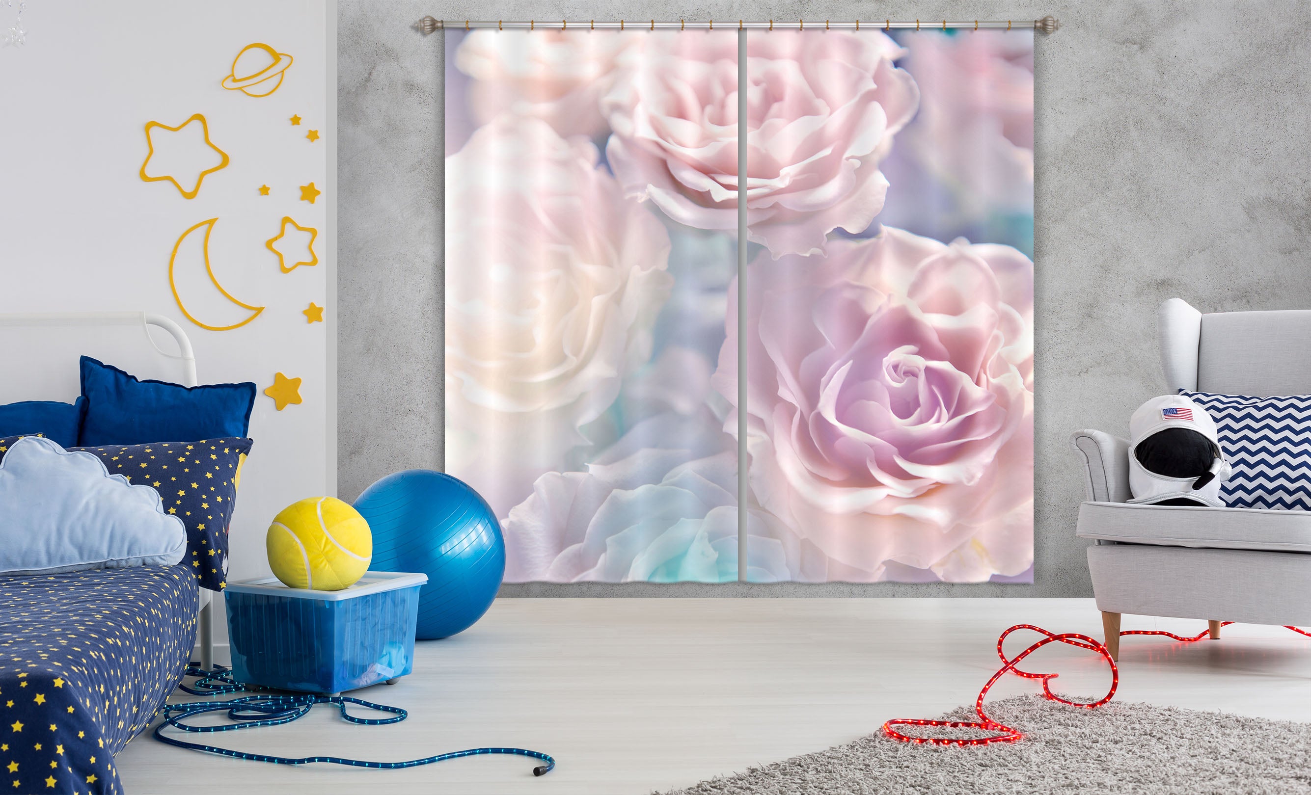 3D Pink Flowers 818 Curtains Drapes
