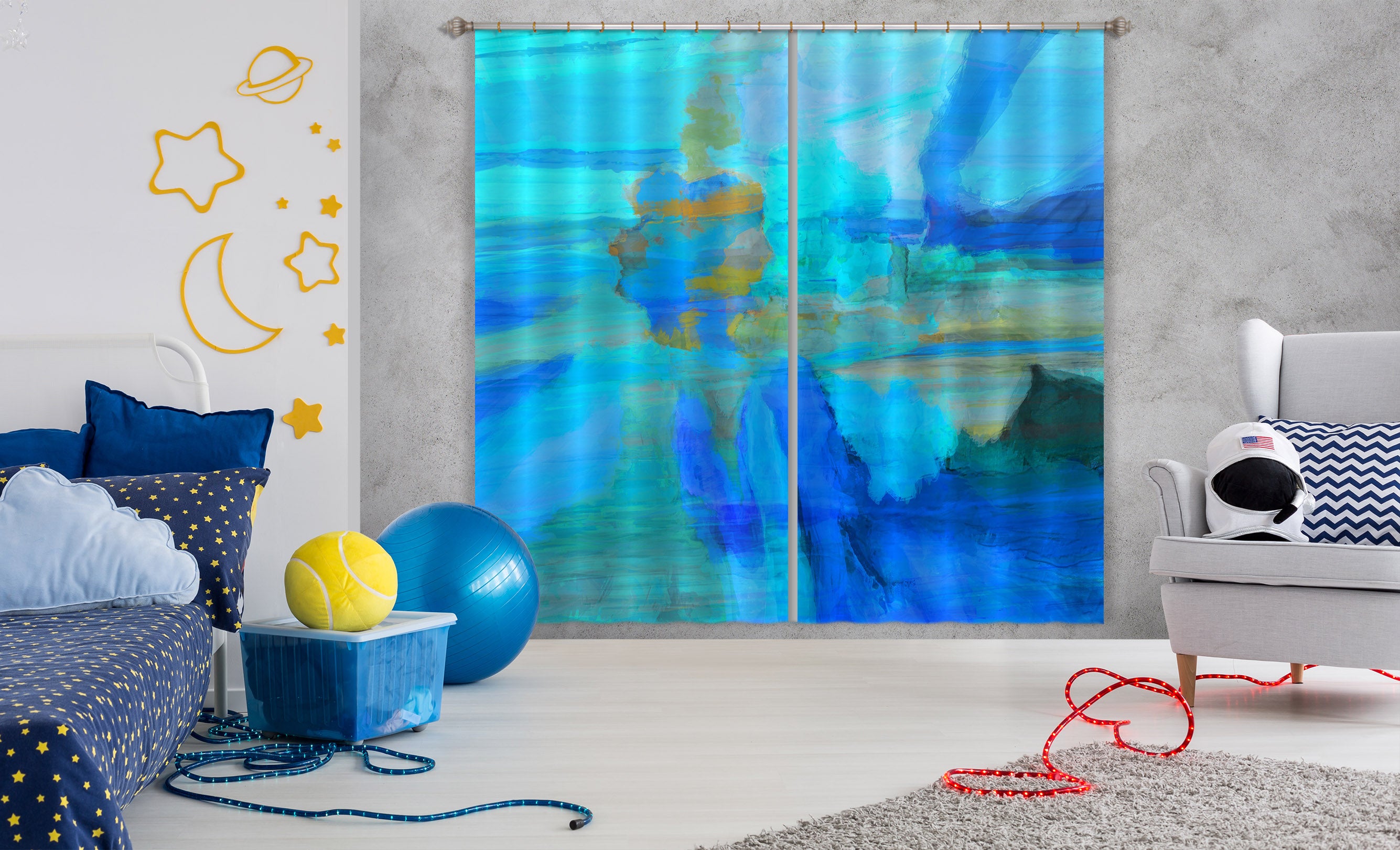 3D Blue Sea 051 Michael Tienhaara Curtain Curtains Drapes