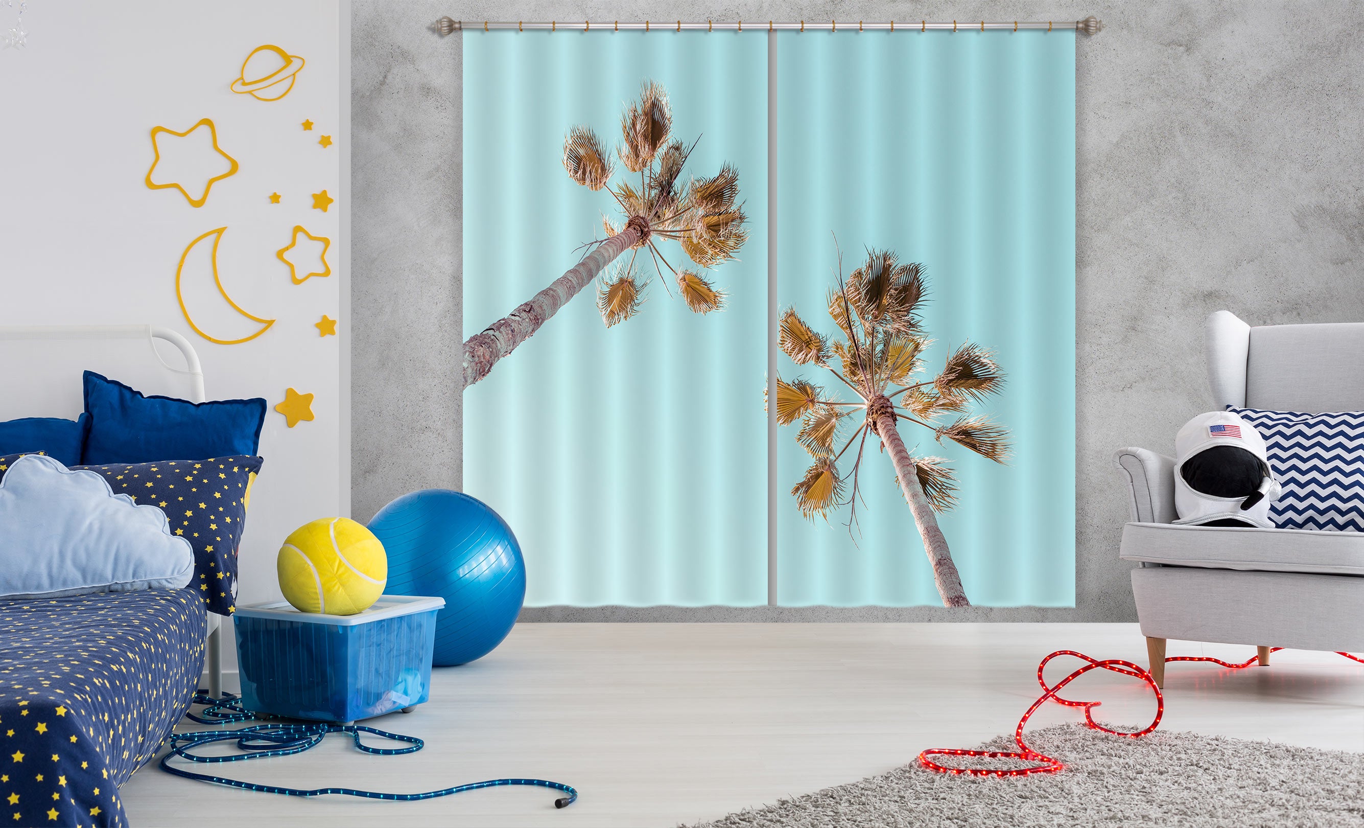 3D Sky Coconut Tree 6550 Assaf Frank Curtain Curtains Drapes