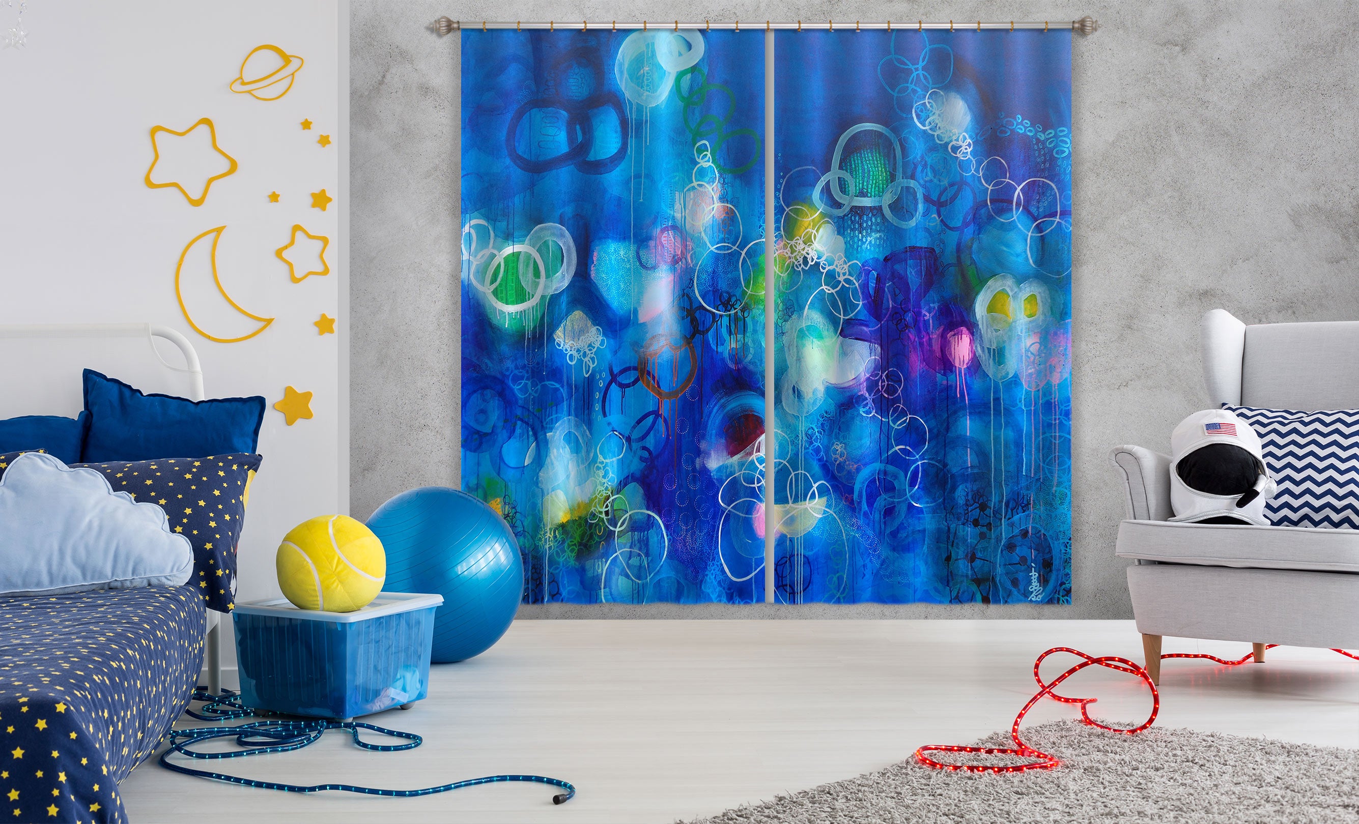 3D Blue Fantasy Style 2331 Misako Chida Curtain Curtains Drapes