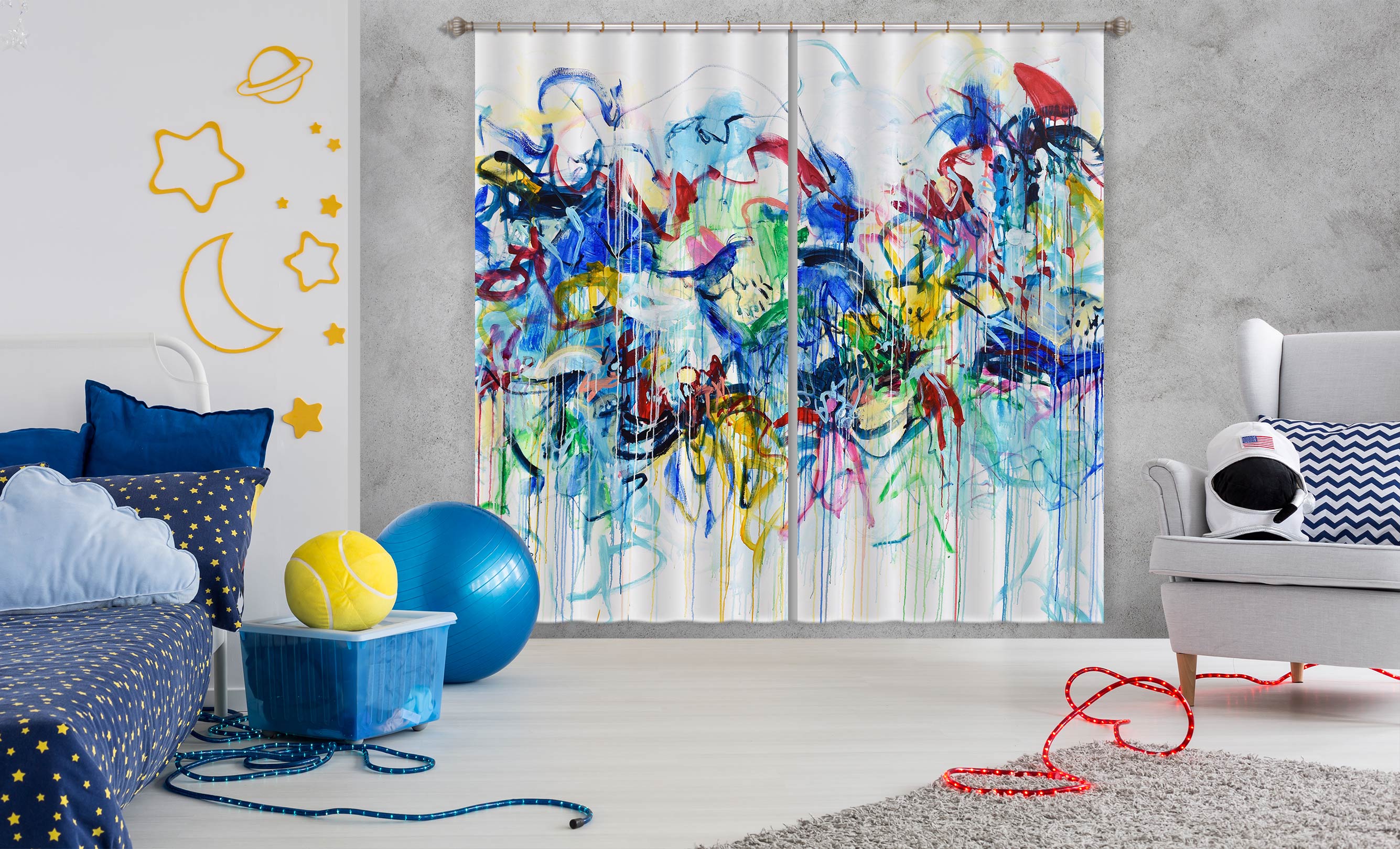 3D Colorful Graffiti 2395 Misako Chida Curtain Curtains Drapes