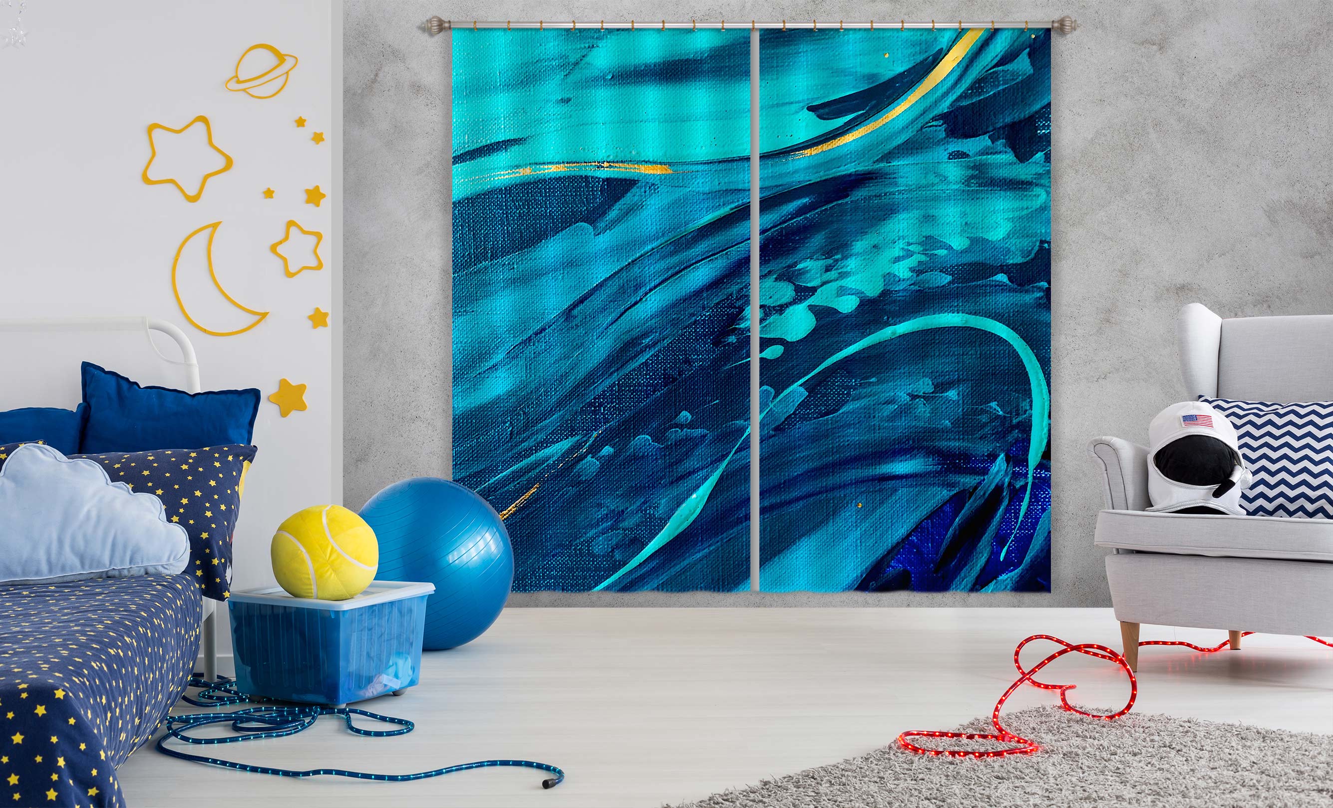 3D Blue Texture 337 Skromova Marina Curtain Curtains Drapes