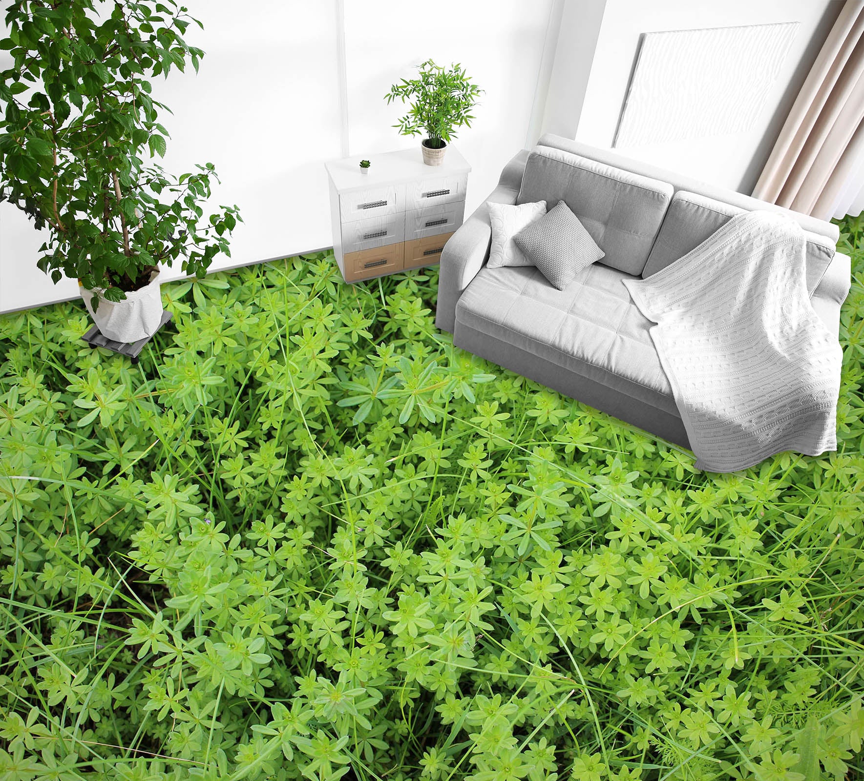 3D Cool Green Leaves 1512 Floor Mural  Wallpaper Murals Self-Adhesive Removable Print Epoxy